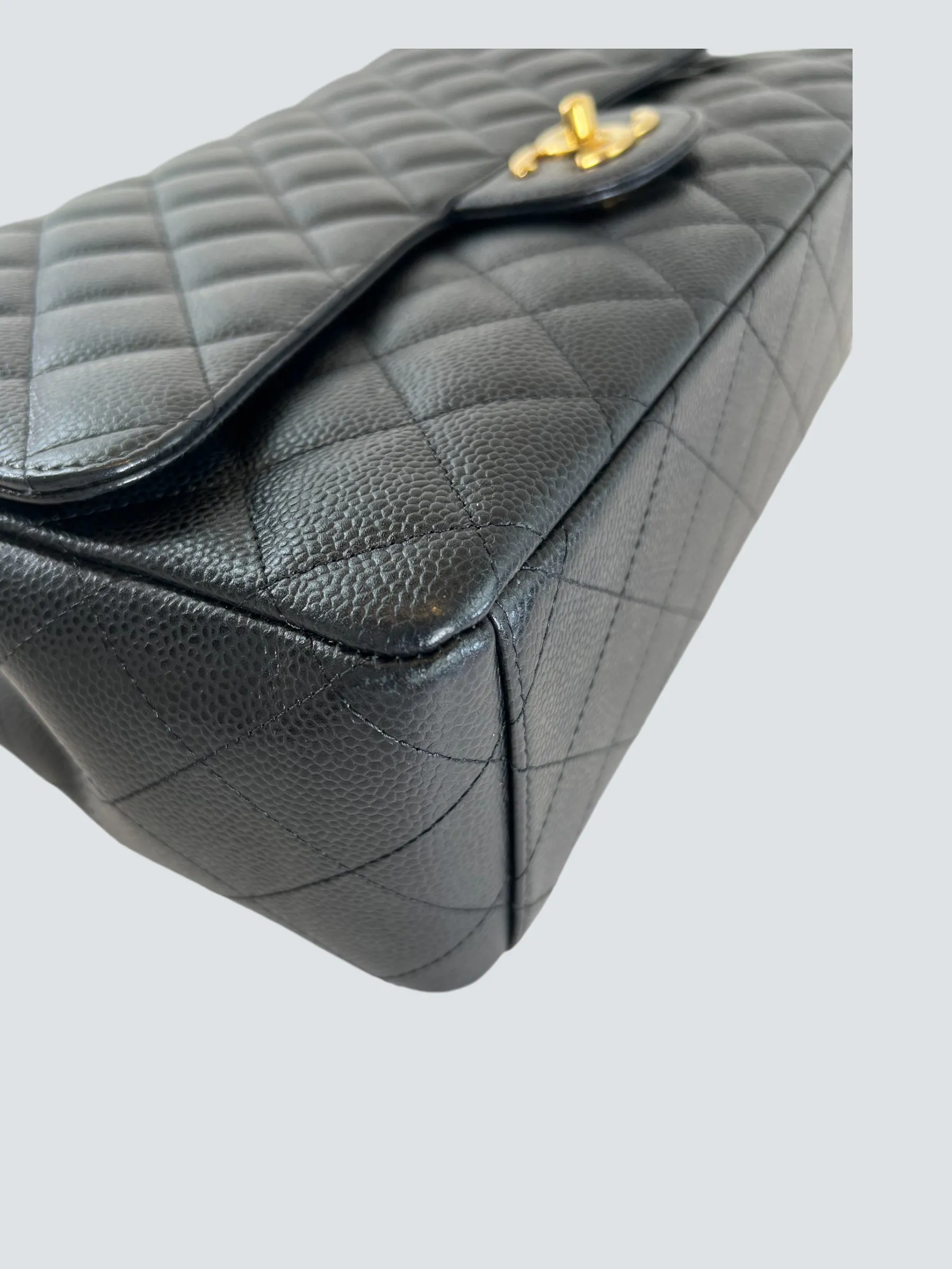 Chanel Black Caviar Leather Maxi Double Flap