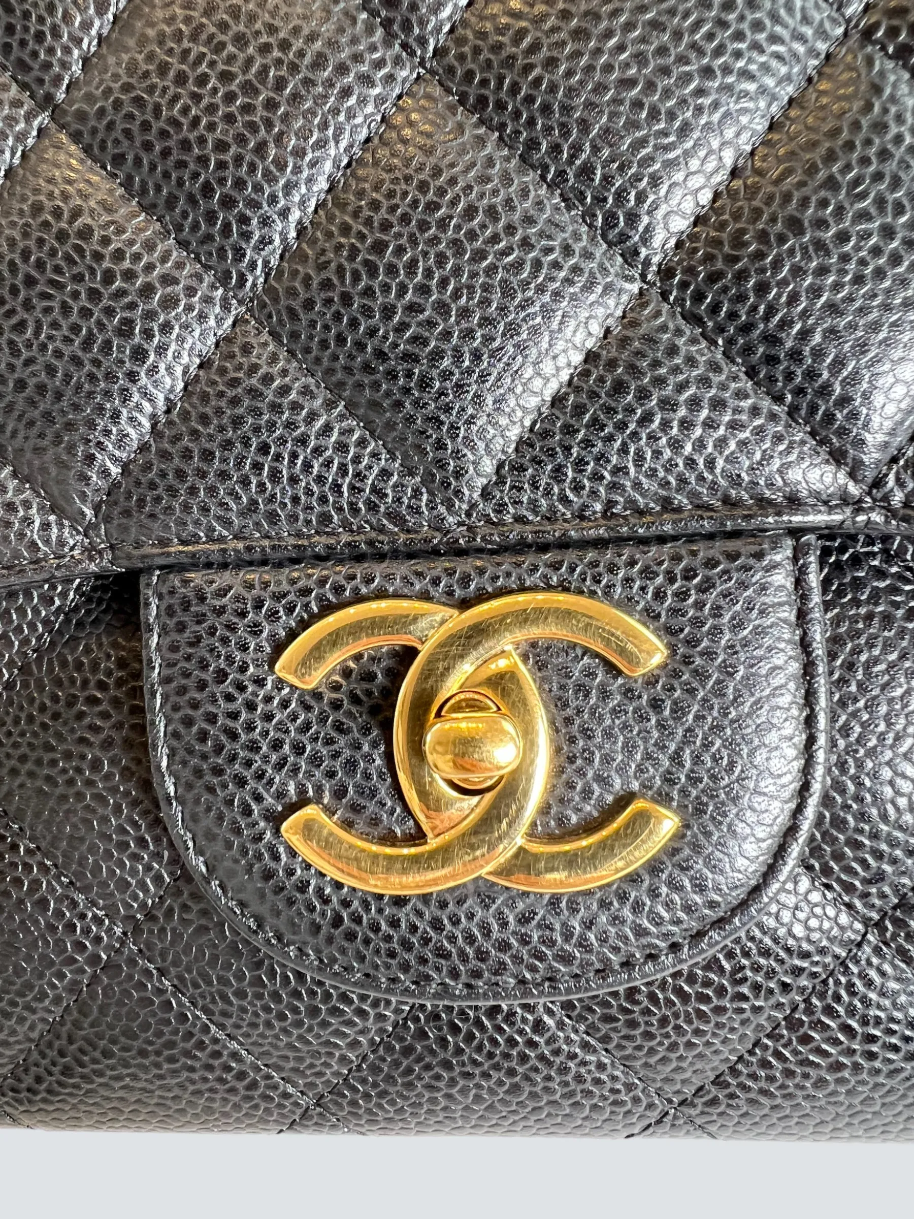 Chanel Black Caviar Leather Maxi Double Flap