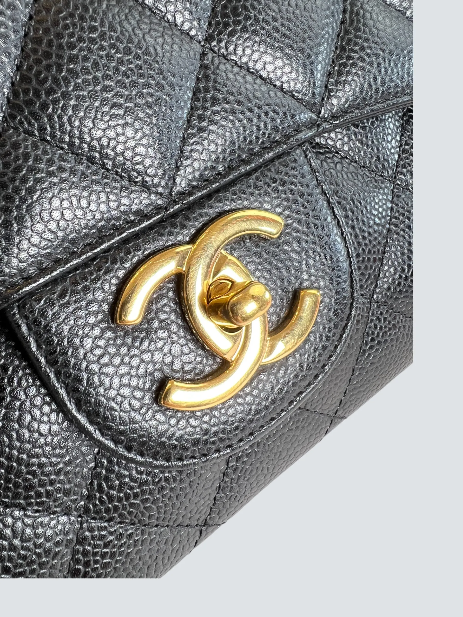 Chanel Black Caviar Leather Maxi Double Flap