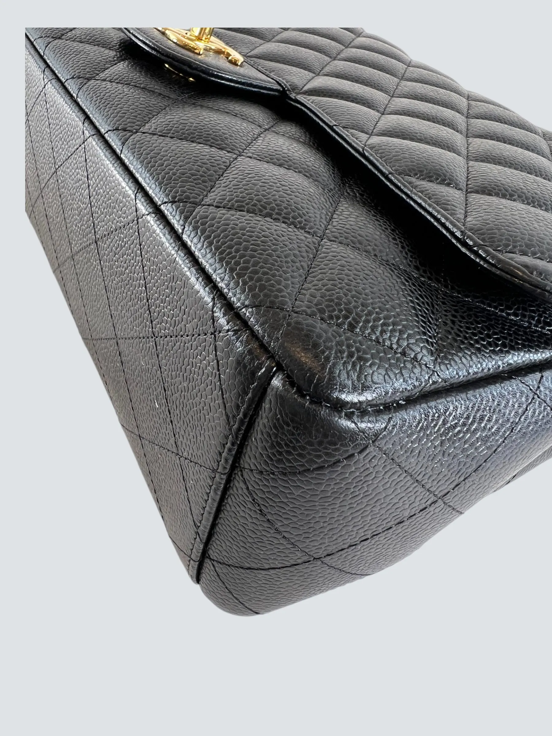 Chanel Black Caviar Leather Maxi Double Flap