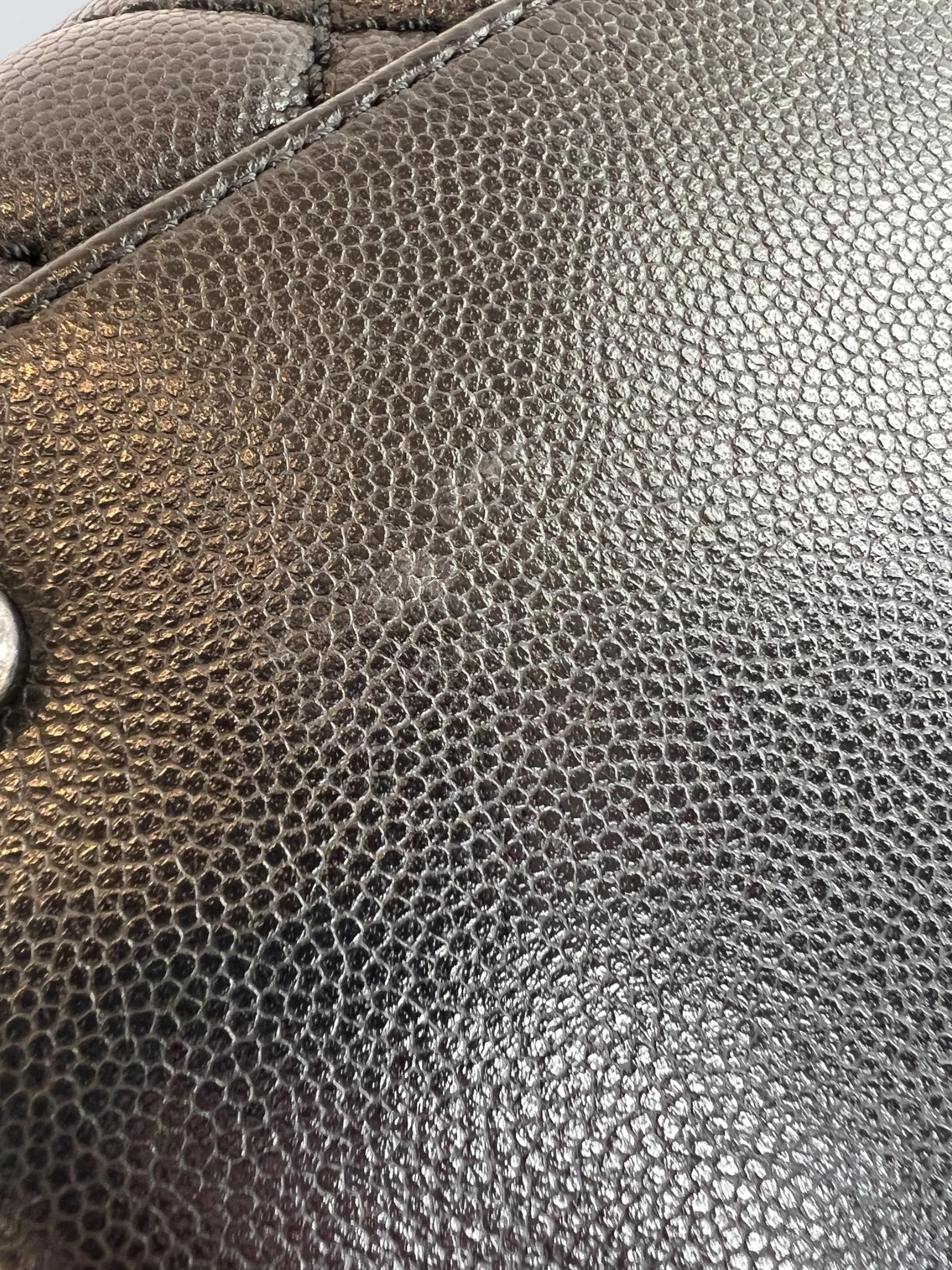 Chanel Black Caviar Quilted  Leather Coco Top  Handle Handbag