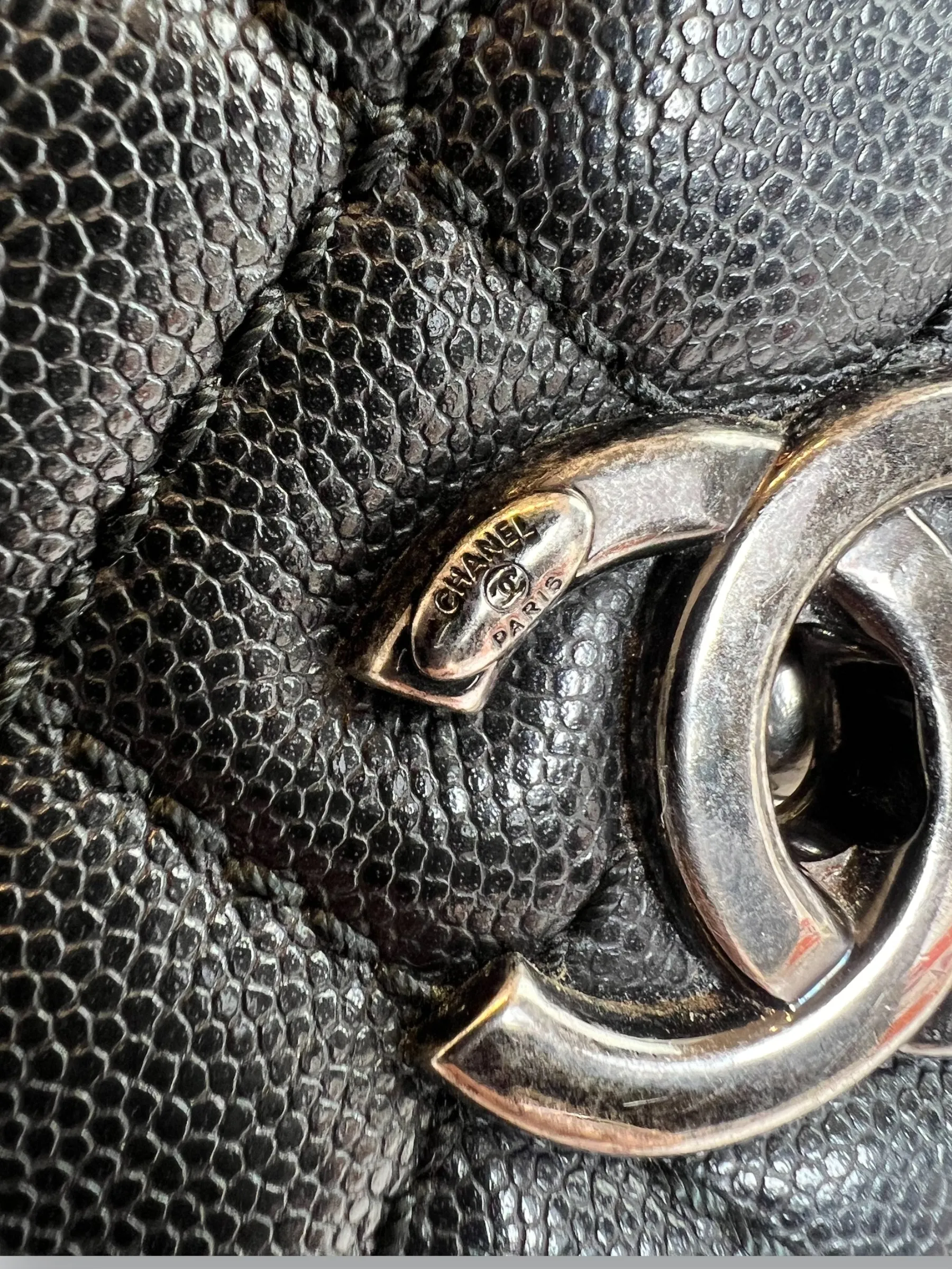 Chanel Black Caviar Quilted  Leather Coco Top  Handle Handbag