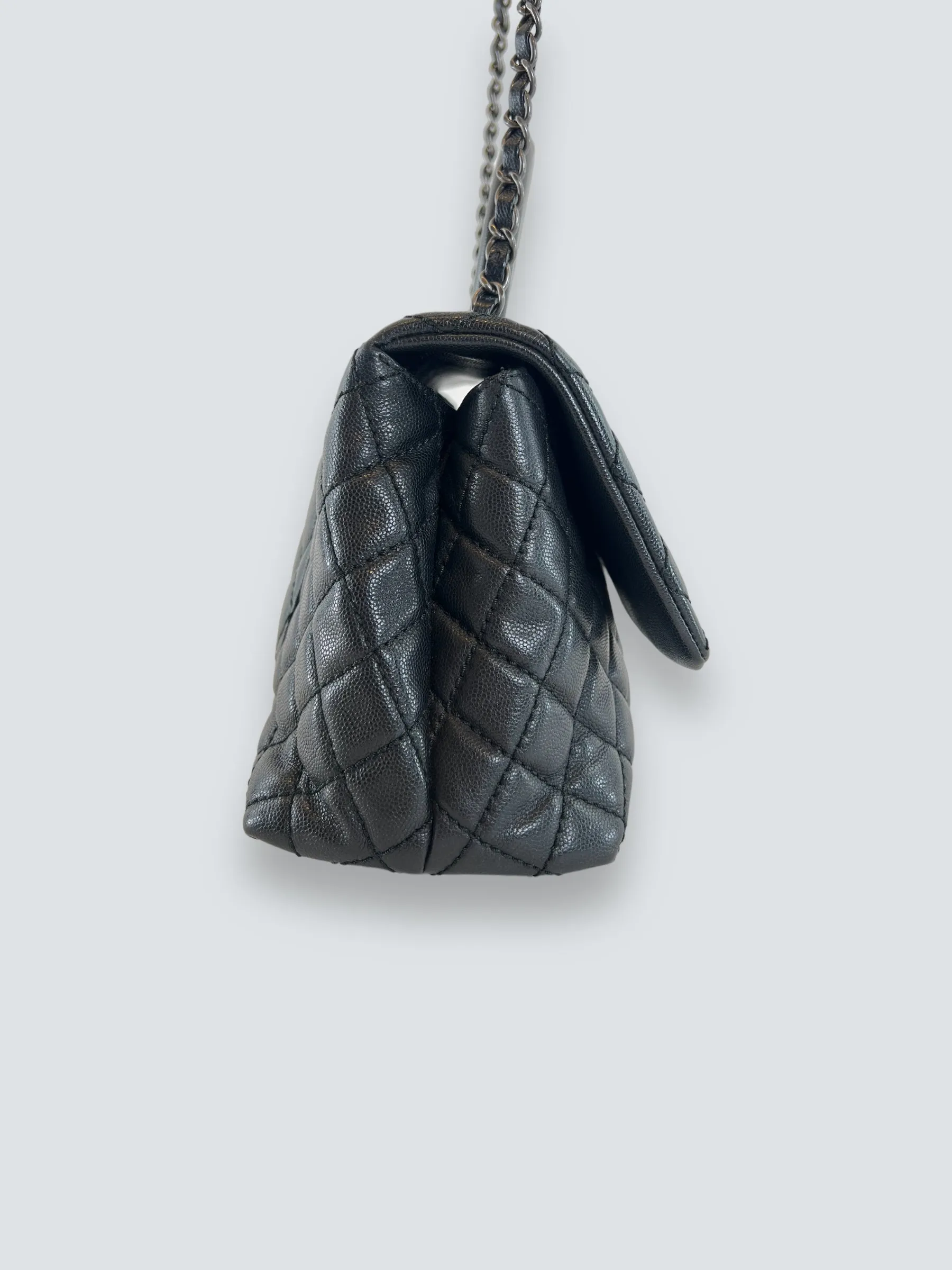Chanel Black Caviar Quilted  Leather Coco Top  Handle Handbag