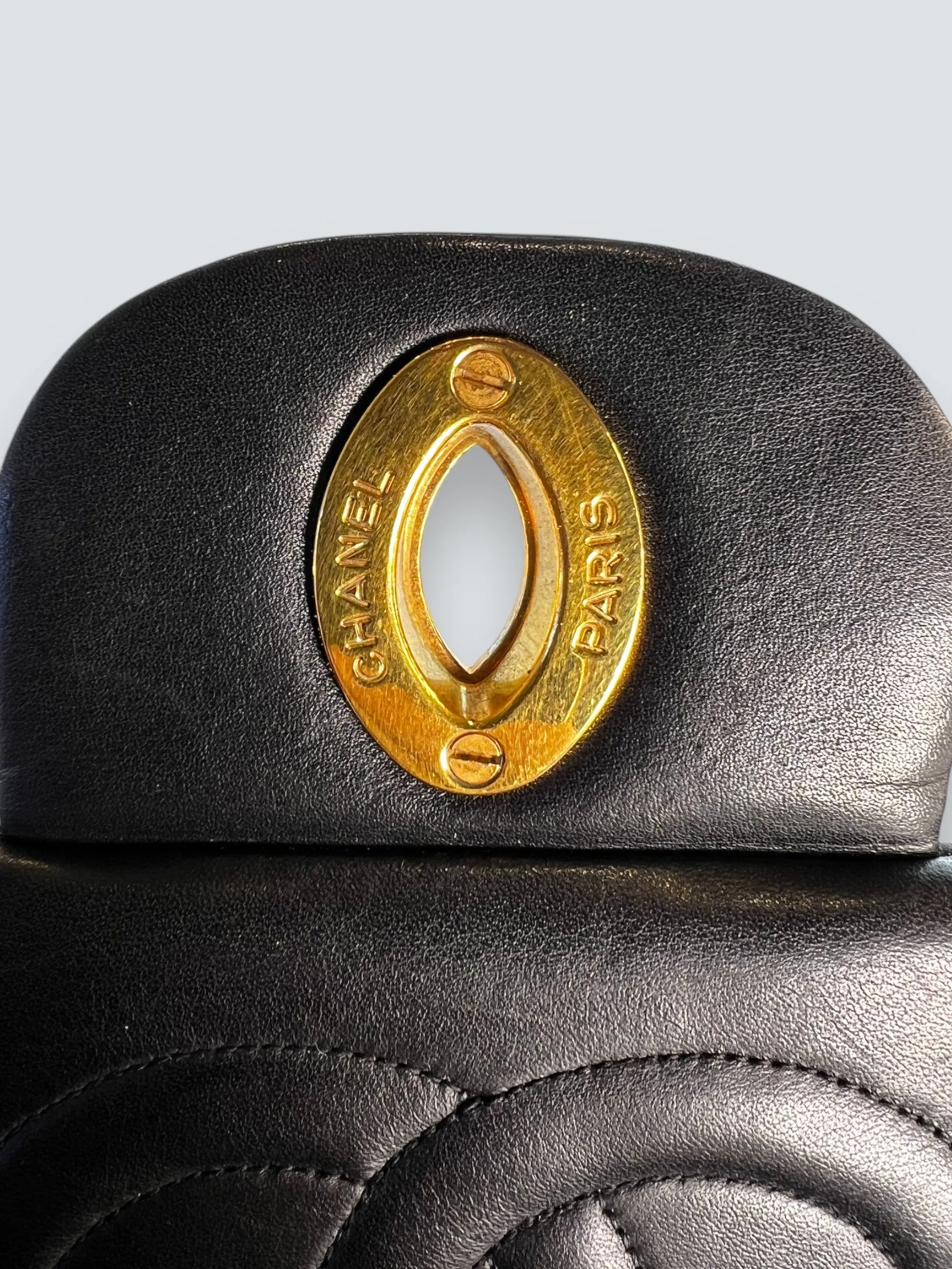 Chanel Black Lambskin Leather Maxi Shoulder Bag
