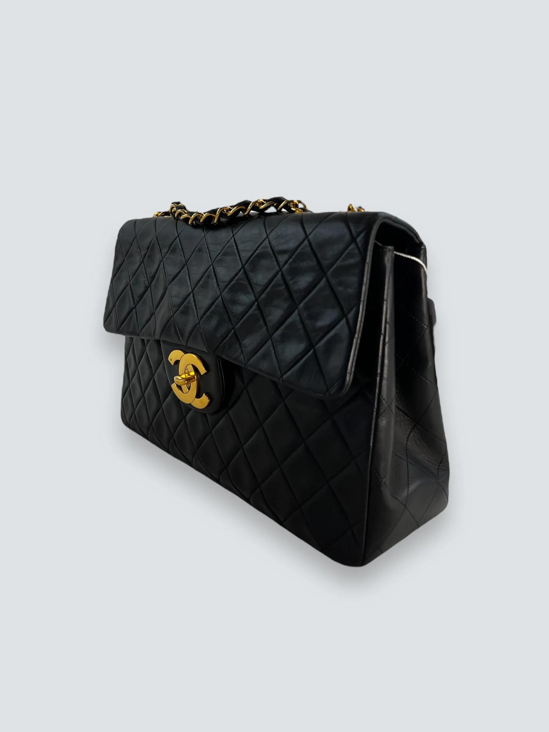 Chanel Black Lambskin Leather Maxi Shoulder Bag