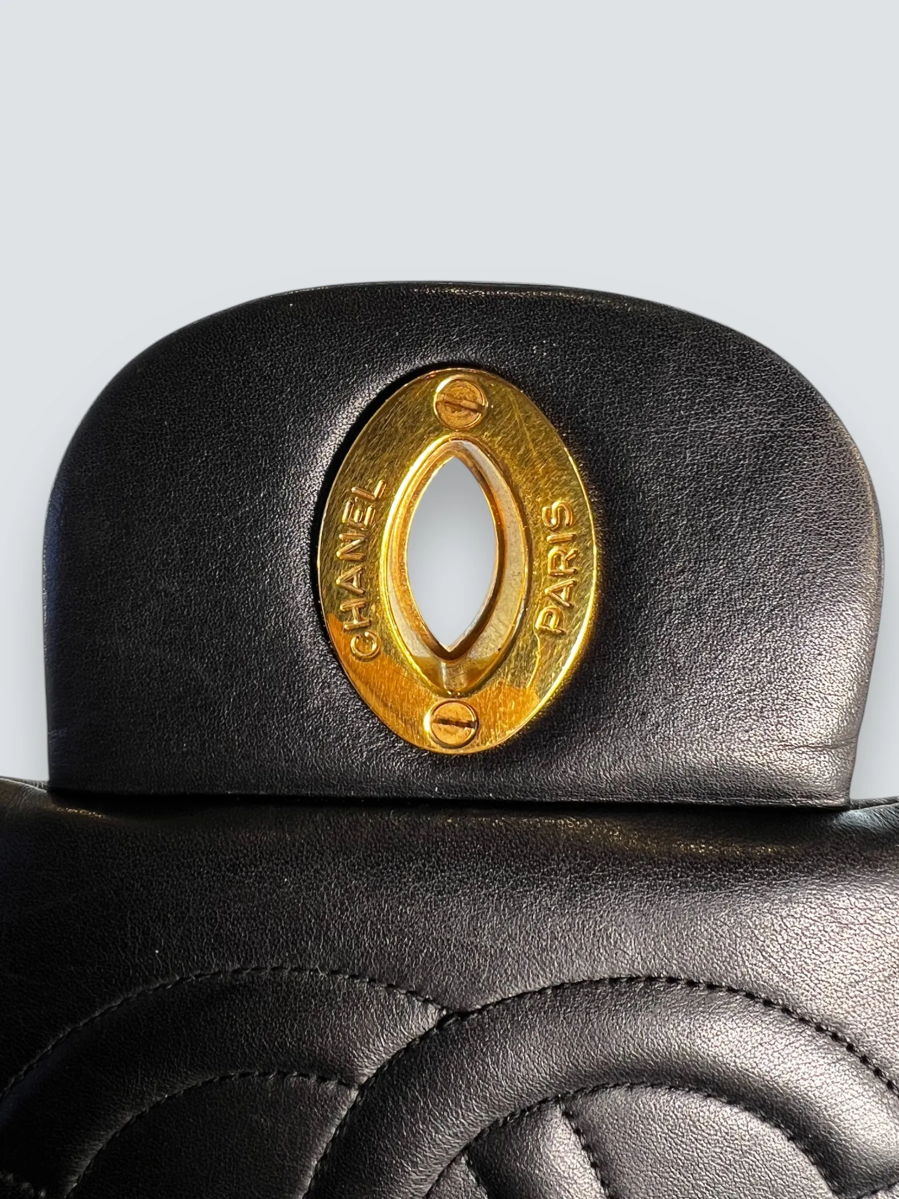 Chanel Black Lambskin Leather Maxi Shoulder Bag