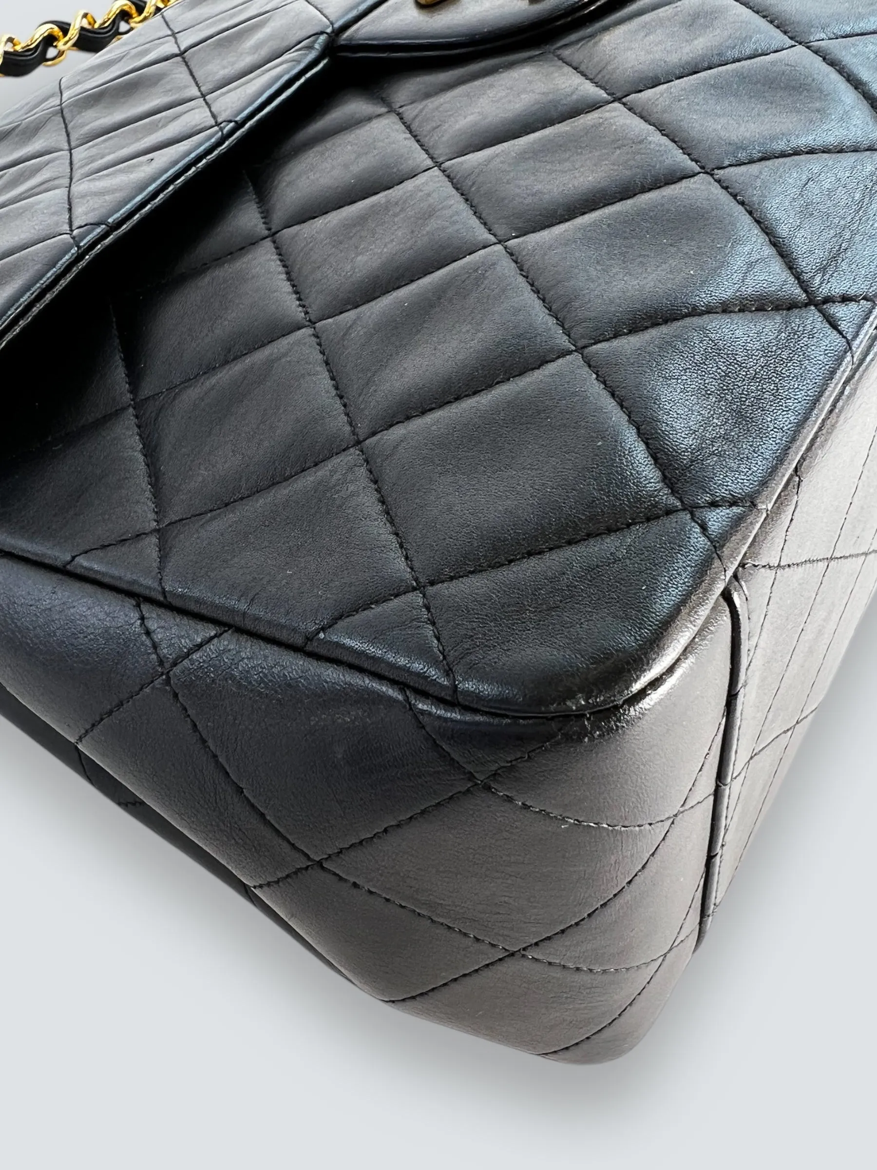 Chanel Black Lambskin Leather Maxi Shoulder Bag