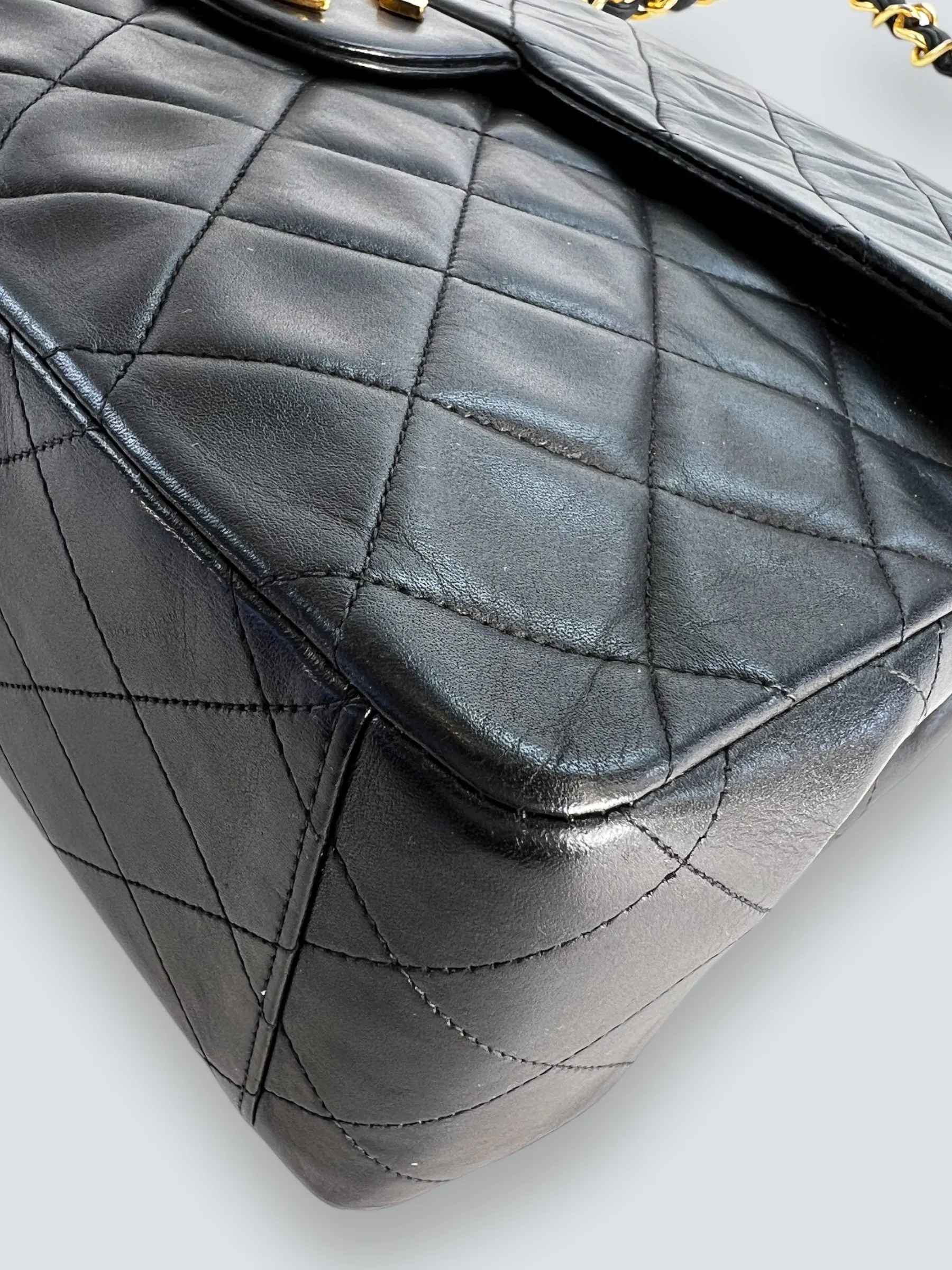 Chanel Black Lambskin Leather Maxi Shoulder Bag