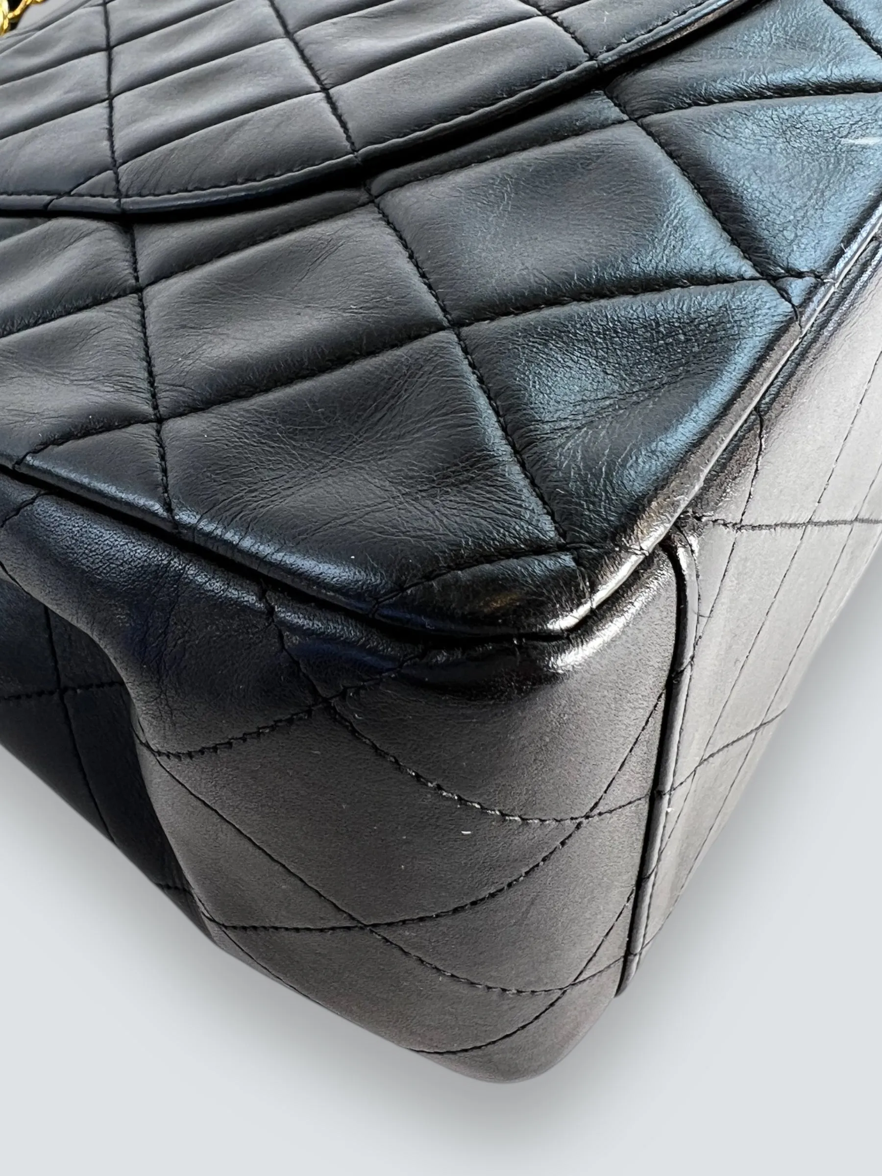 Chanel Black Lambskin Leather Maxi Shoulder Bag