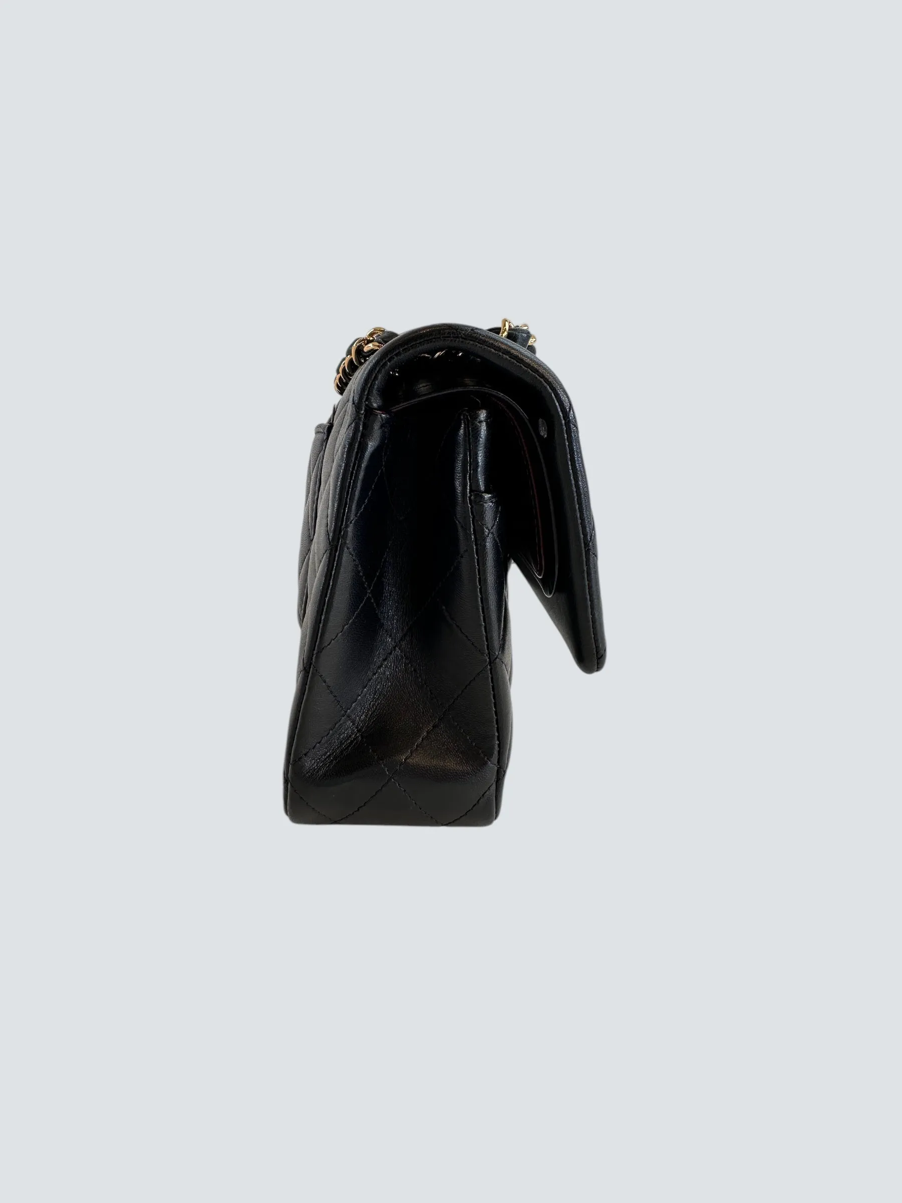 Chanel Black Lambskin Leather Medium Double Flap