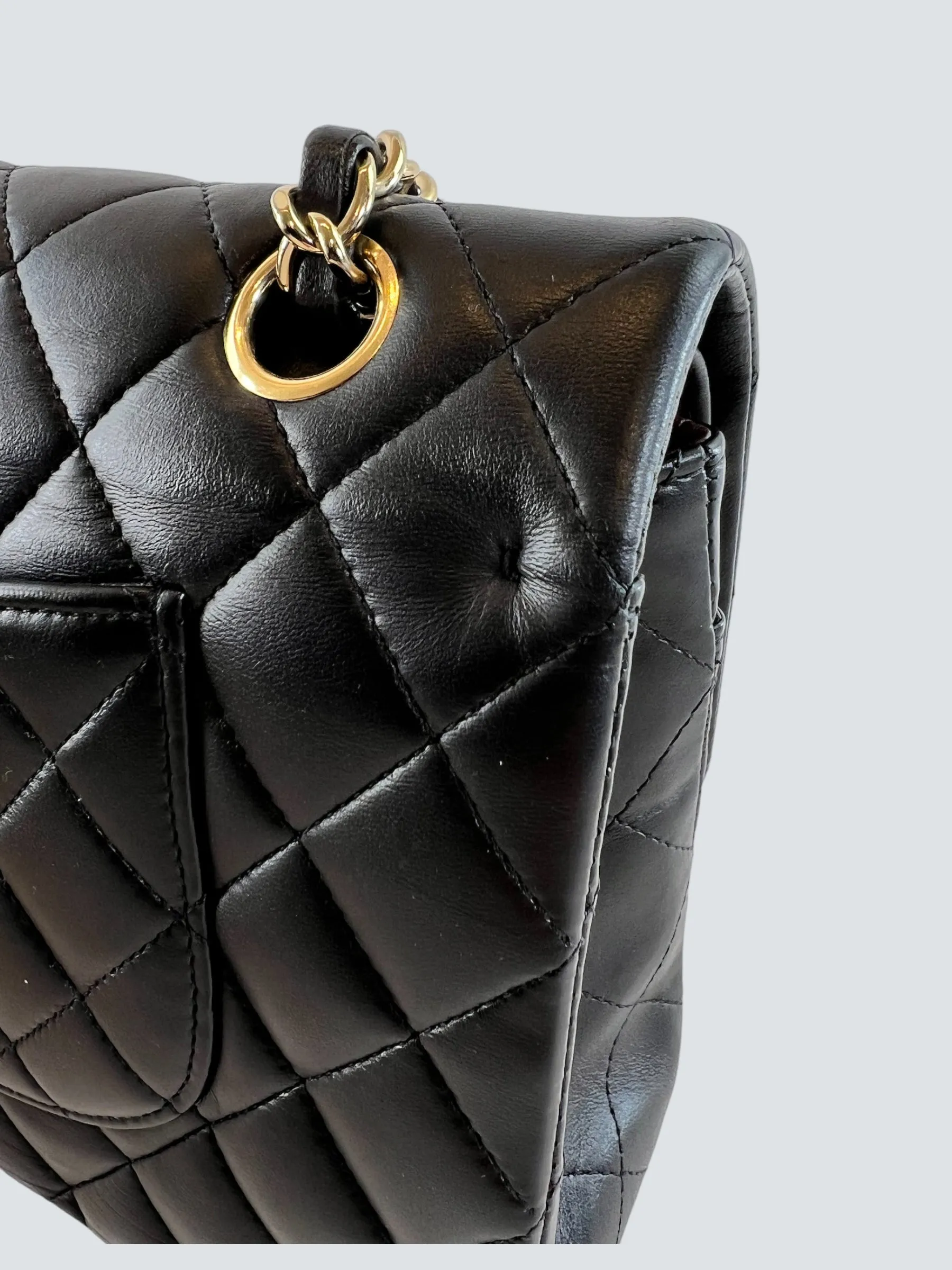 Chanel Black Lambskin Leather Medium Double Flap