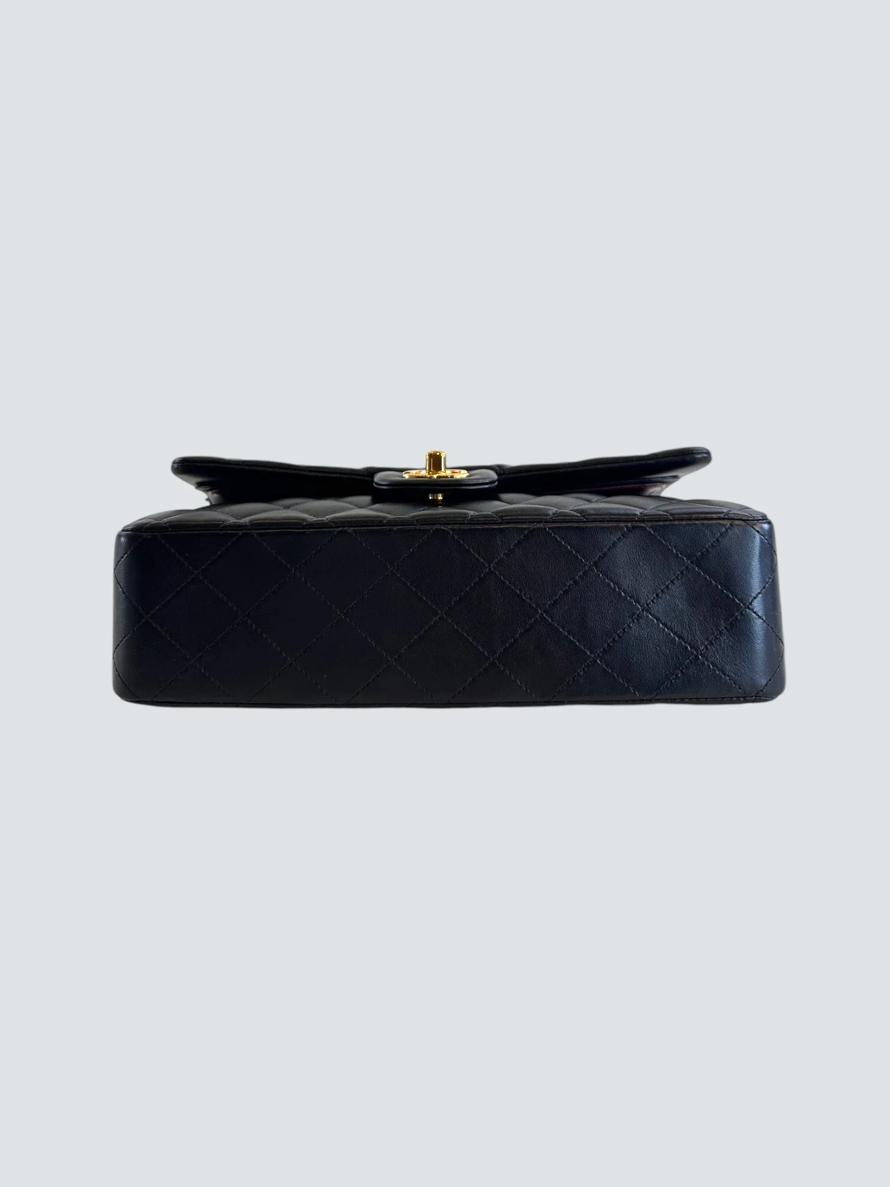 Chanel Black Lambskin Leather Medium Double Flap