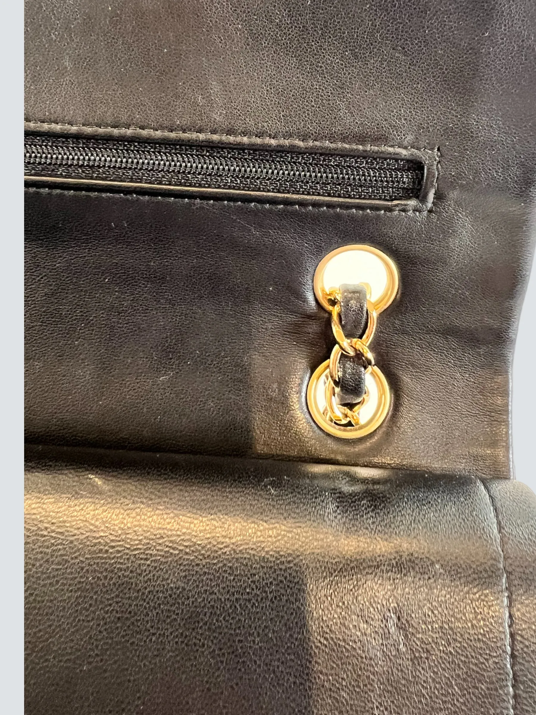 Chanel Black Lambskin Leather Medium Double Flap