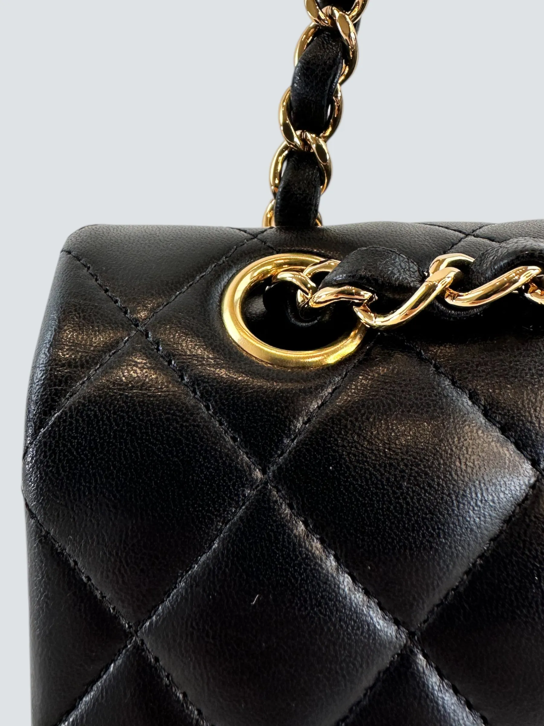 Chanel Black Lambskin Leather Medium Double Flap