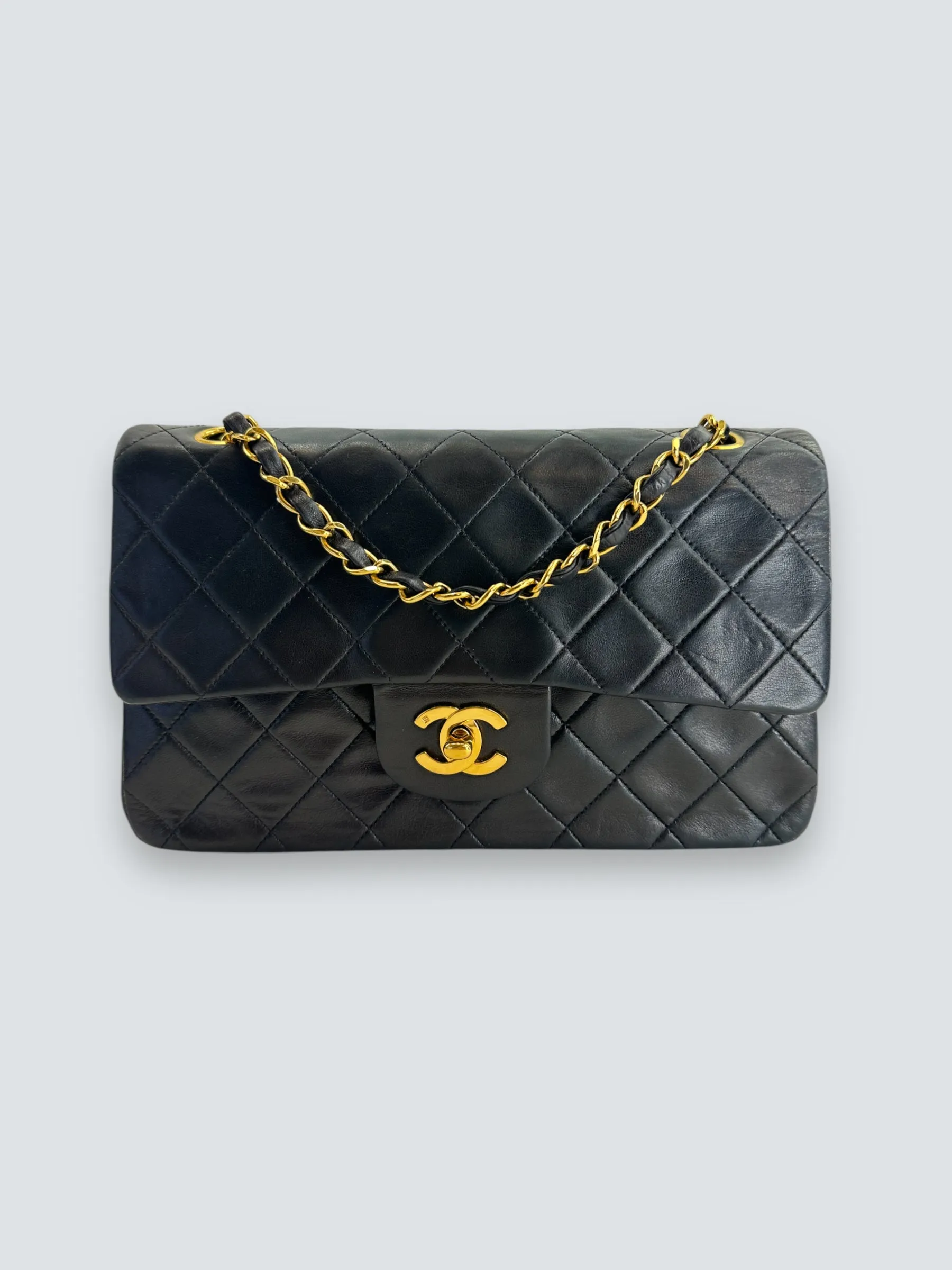 Chanel Black Lambskin Leather Medium Double Flap