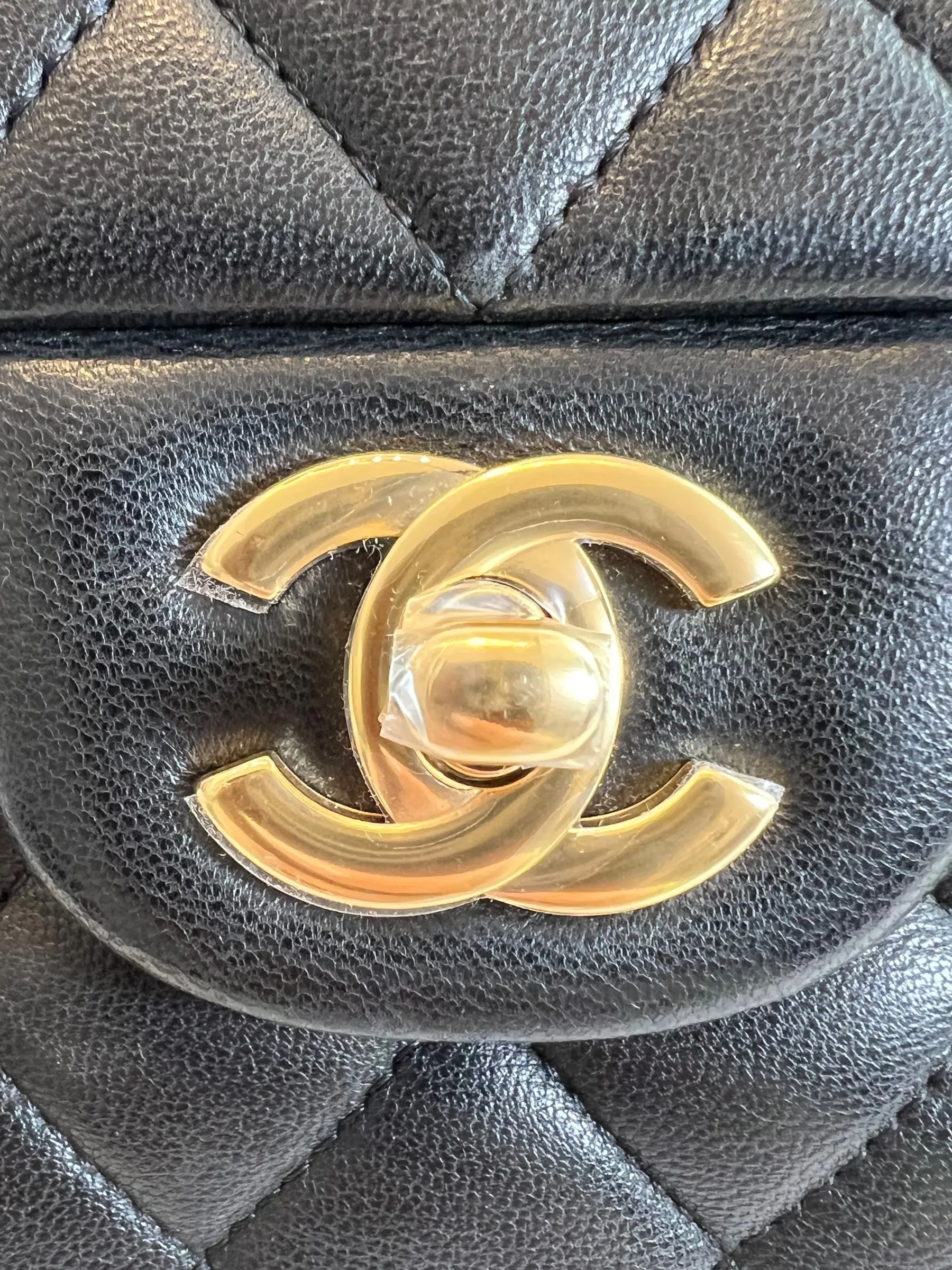 Chanel Black Lambskin Leather Medium Double Flap