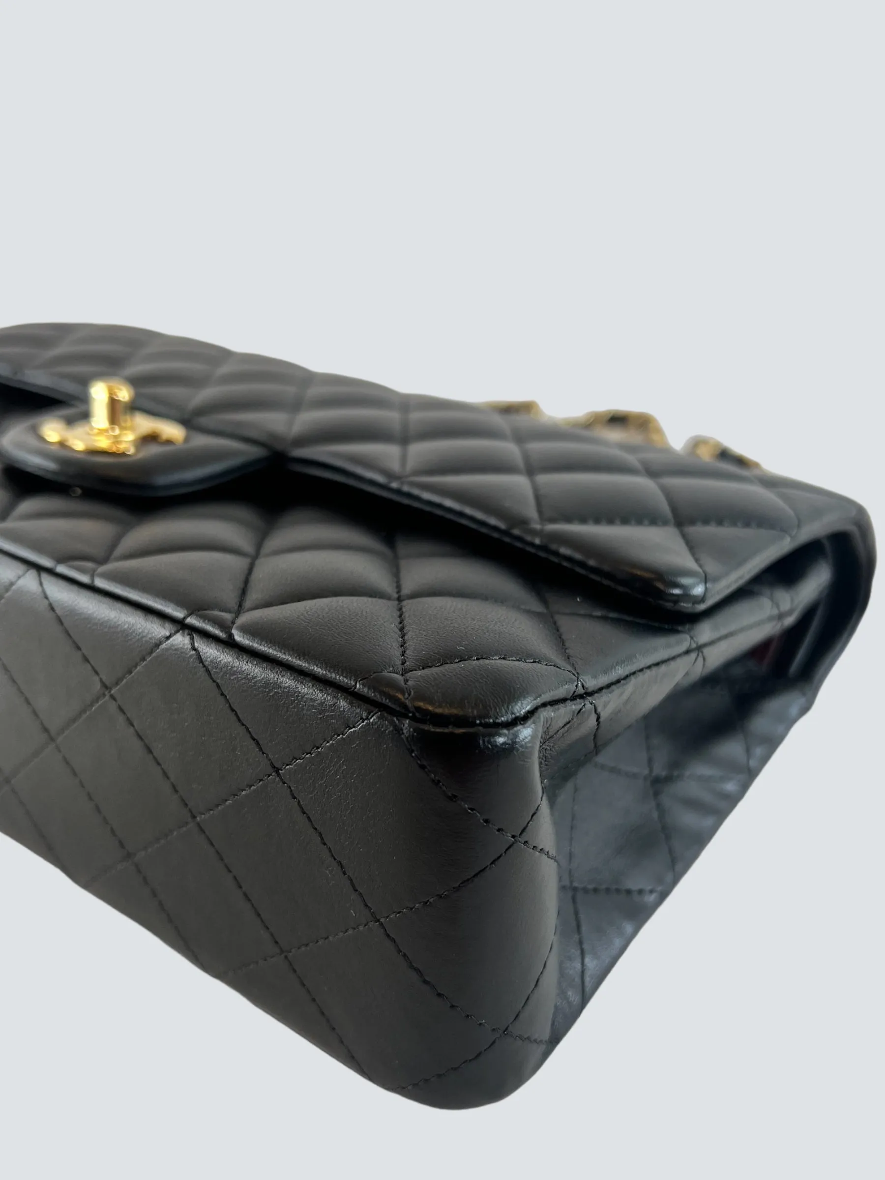 Chanel Black Lambskin Leather Medium Double Flap