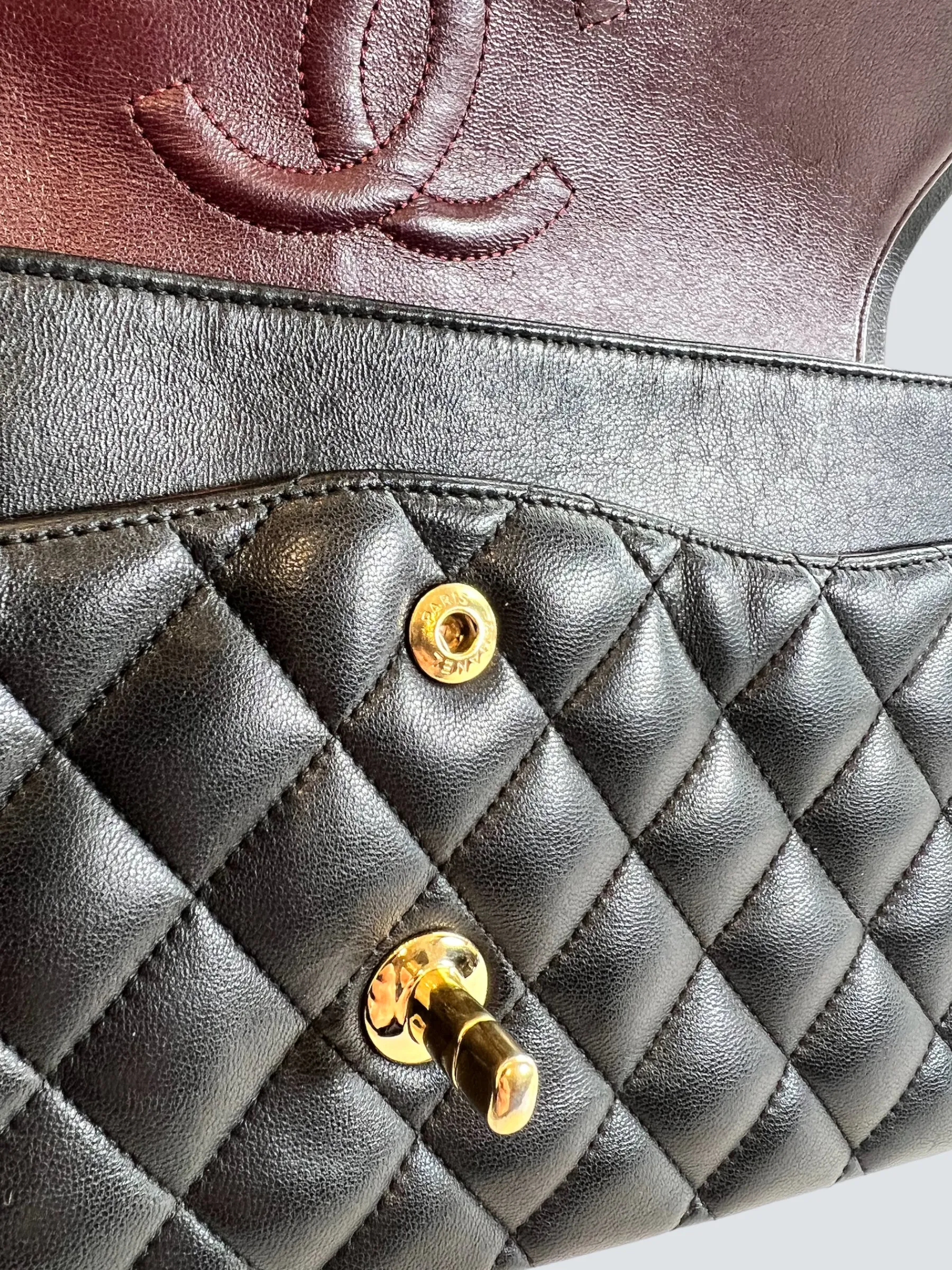 Chanel Black Lambskin Leather Medium Double Flap