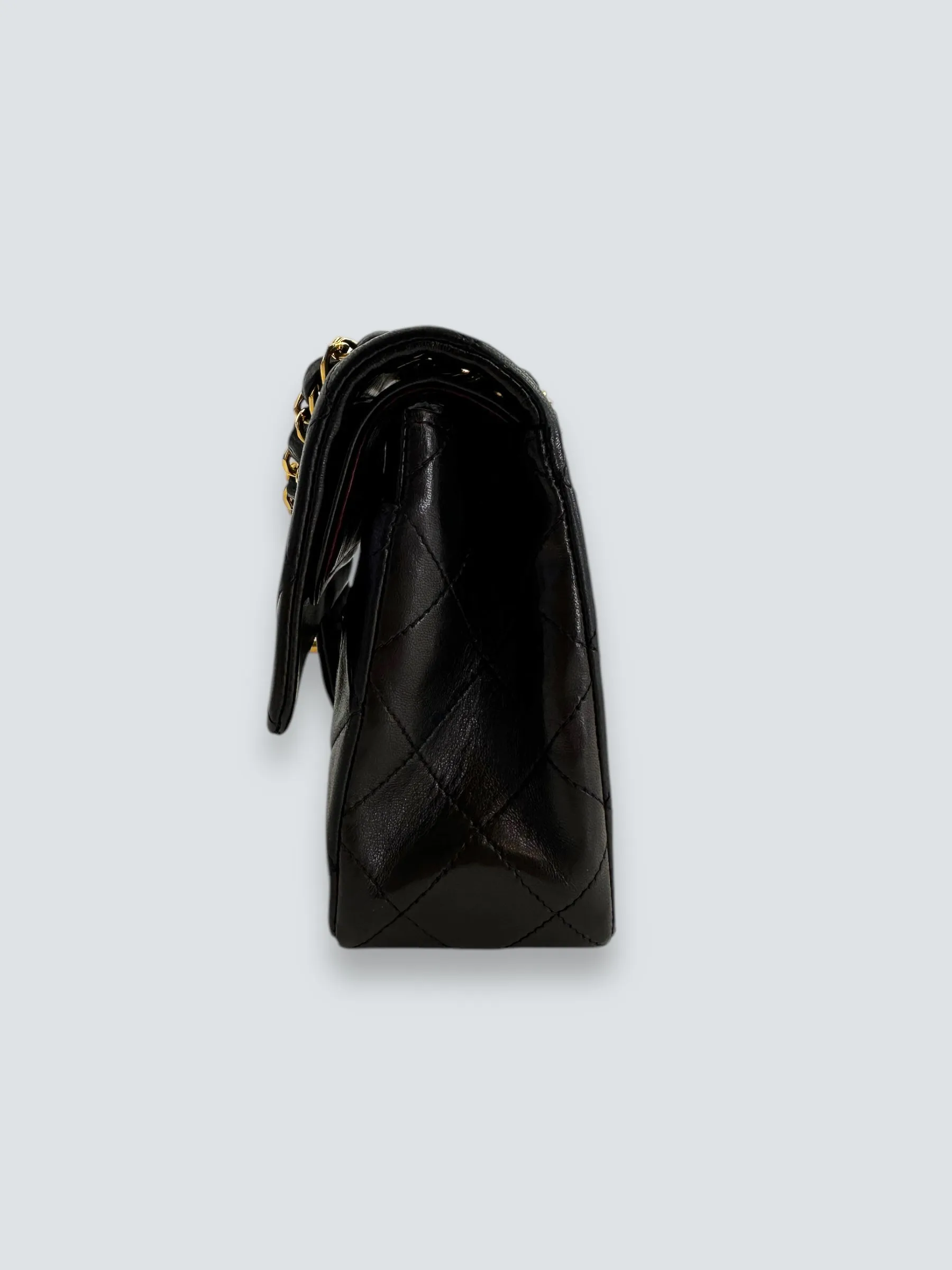 Chanel Black Lambskin Leather Medium Double Flap