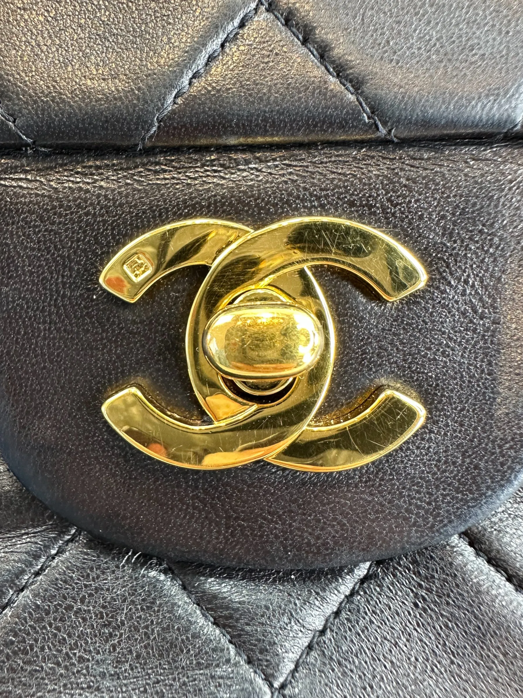 Chanel Black Lambskin Leather Medium Double Flap