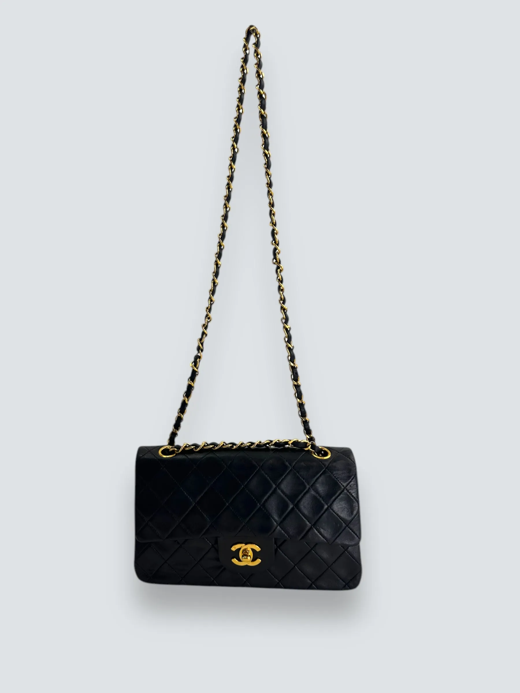 Chanel Black Lambskin Leather Medium Double Flap
