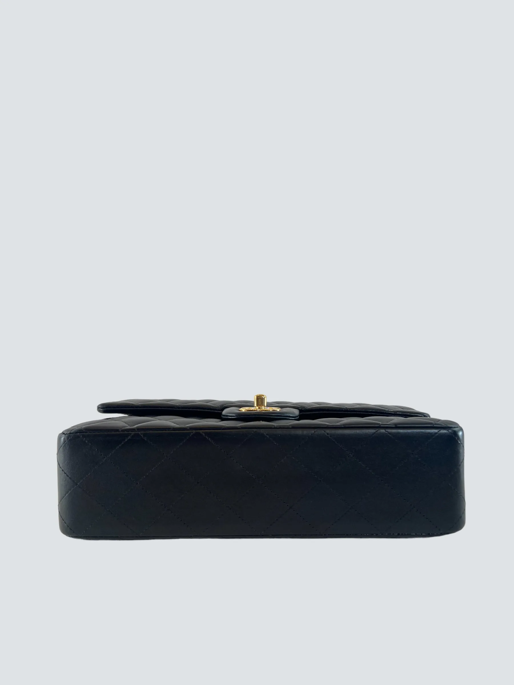 Chanel Black Lambskin Leather Medium Double Flap