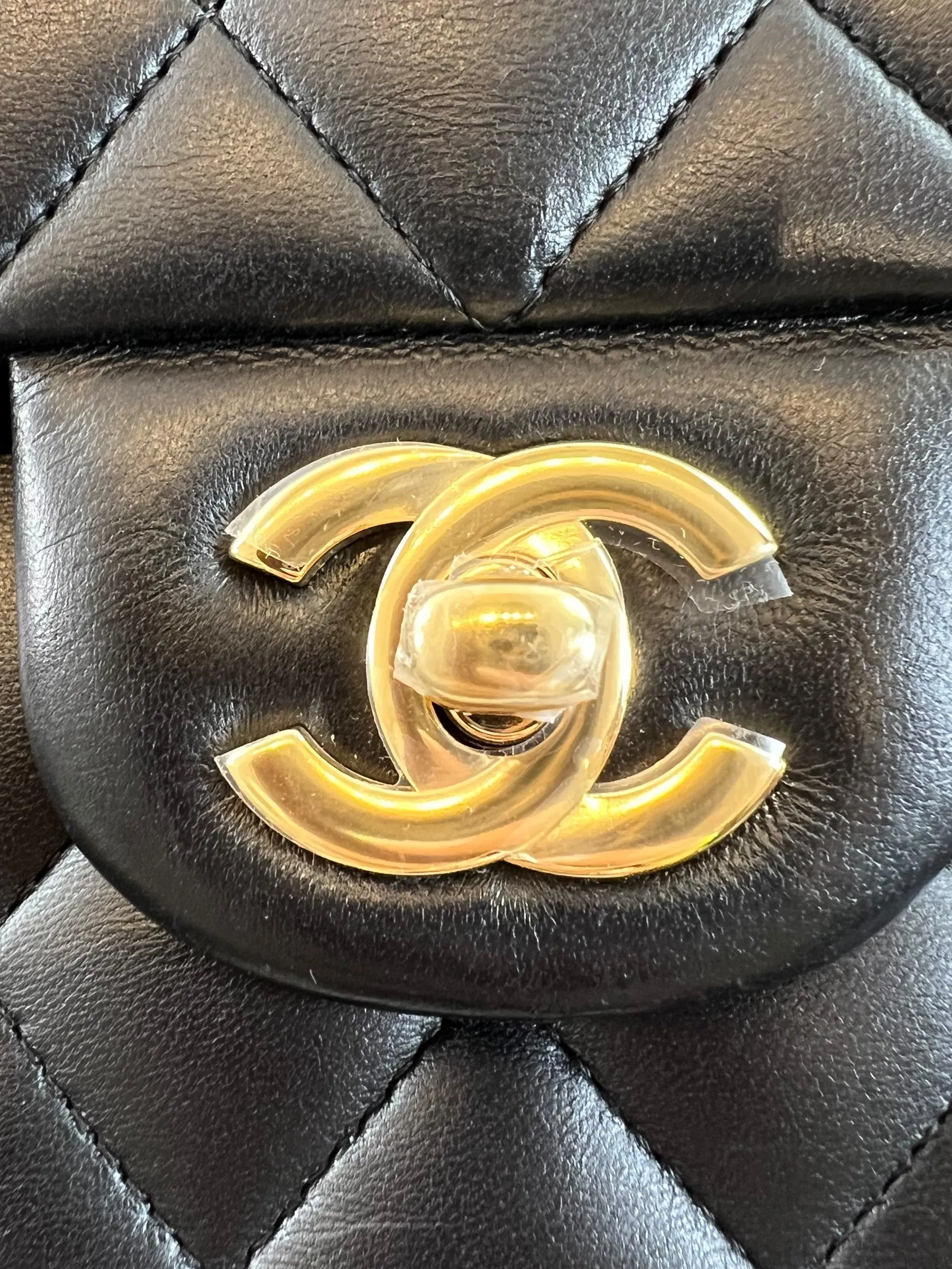 Chanel Black Lambskin Leather Medium Double Flap