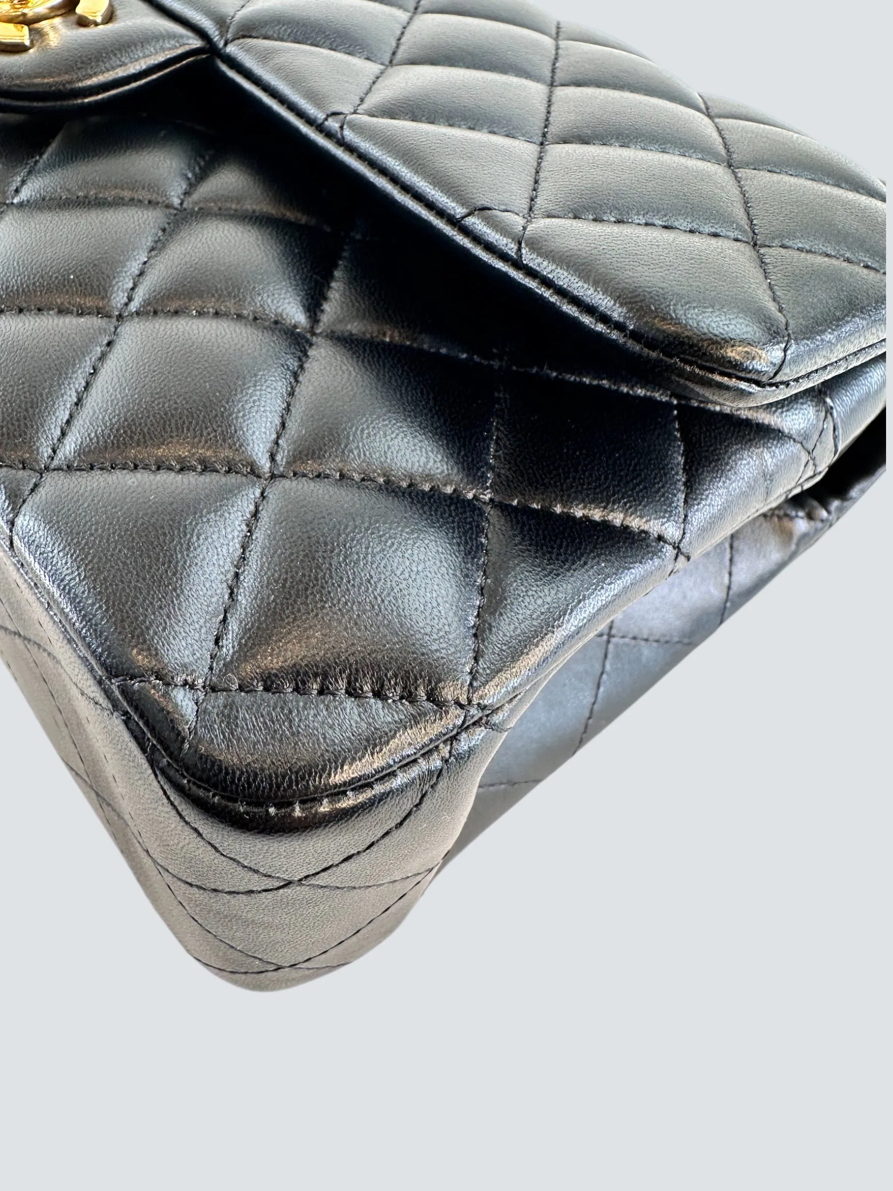 Chanel Black Lambskin Leather Medium Double Flap