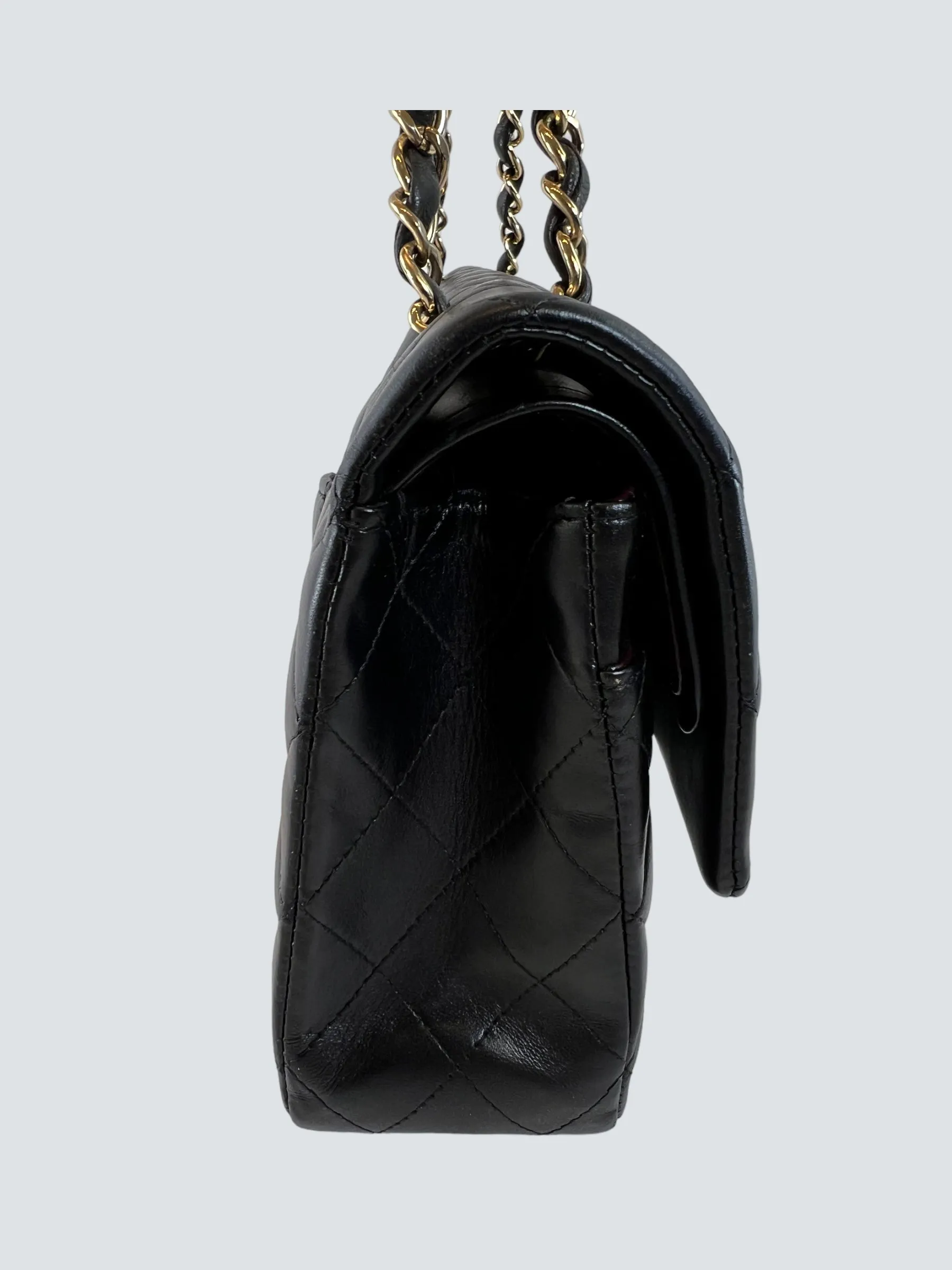 Chanel Black Lambskin Leather Medium Double Flap