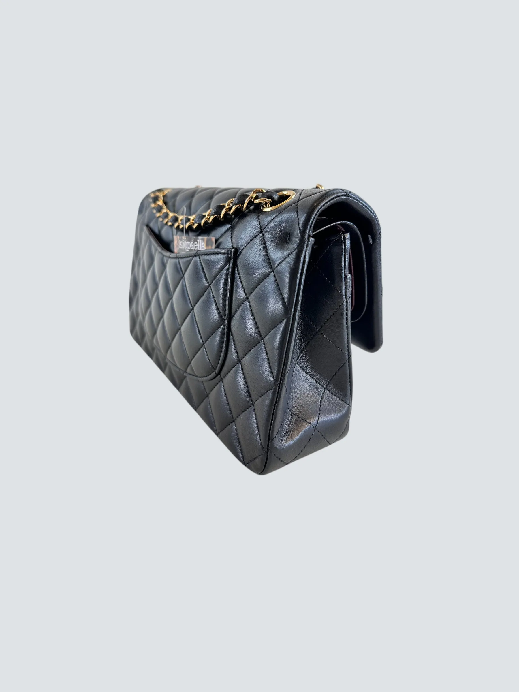 Chanel Black Lambskin Leather Medium Double Flap