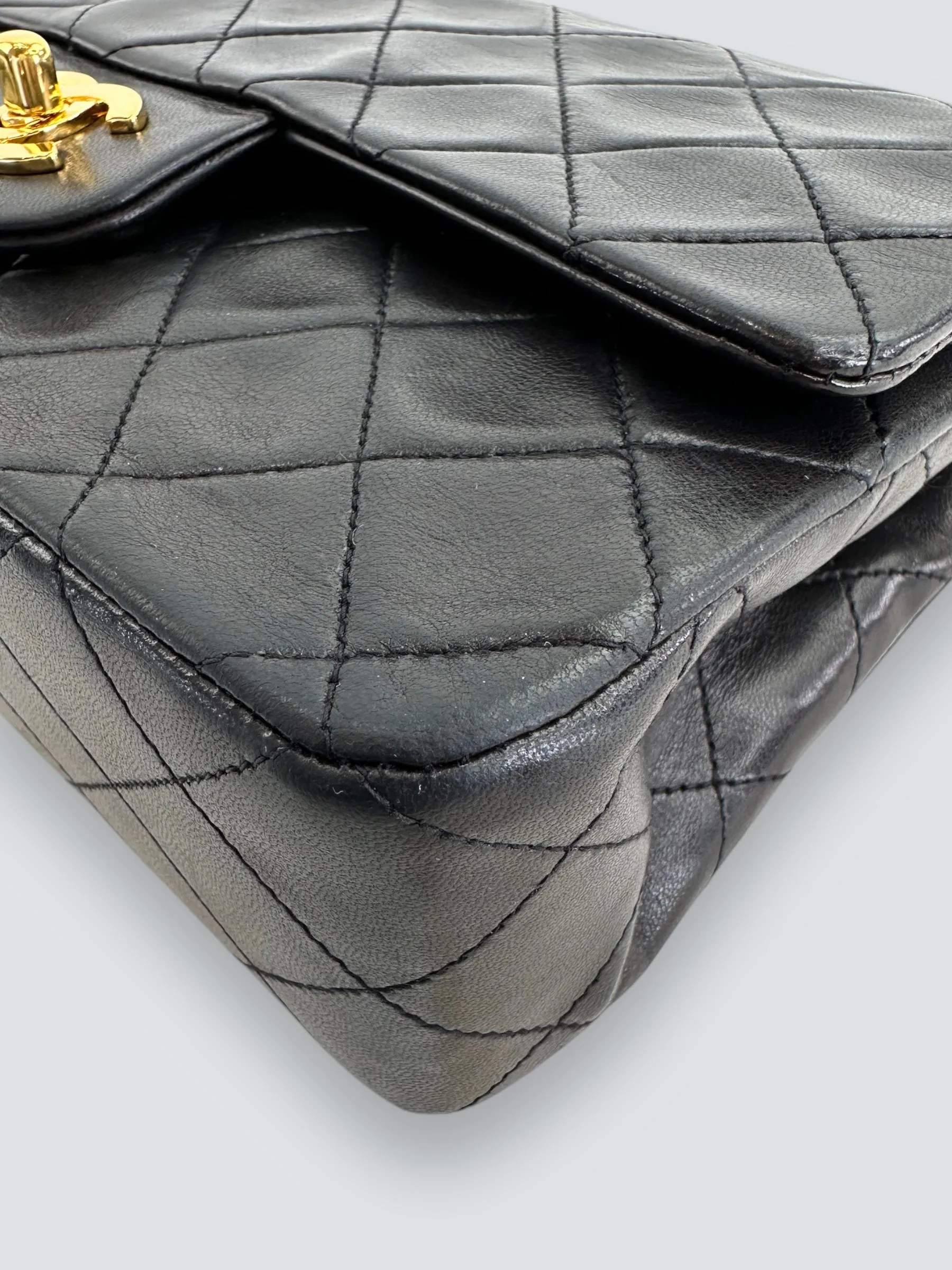 Chanel Black Lambskin Leather Medium Double Flap