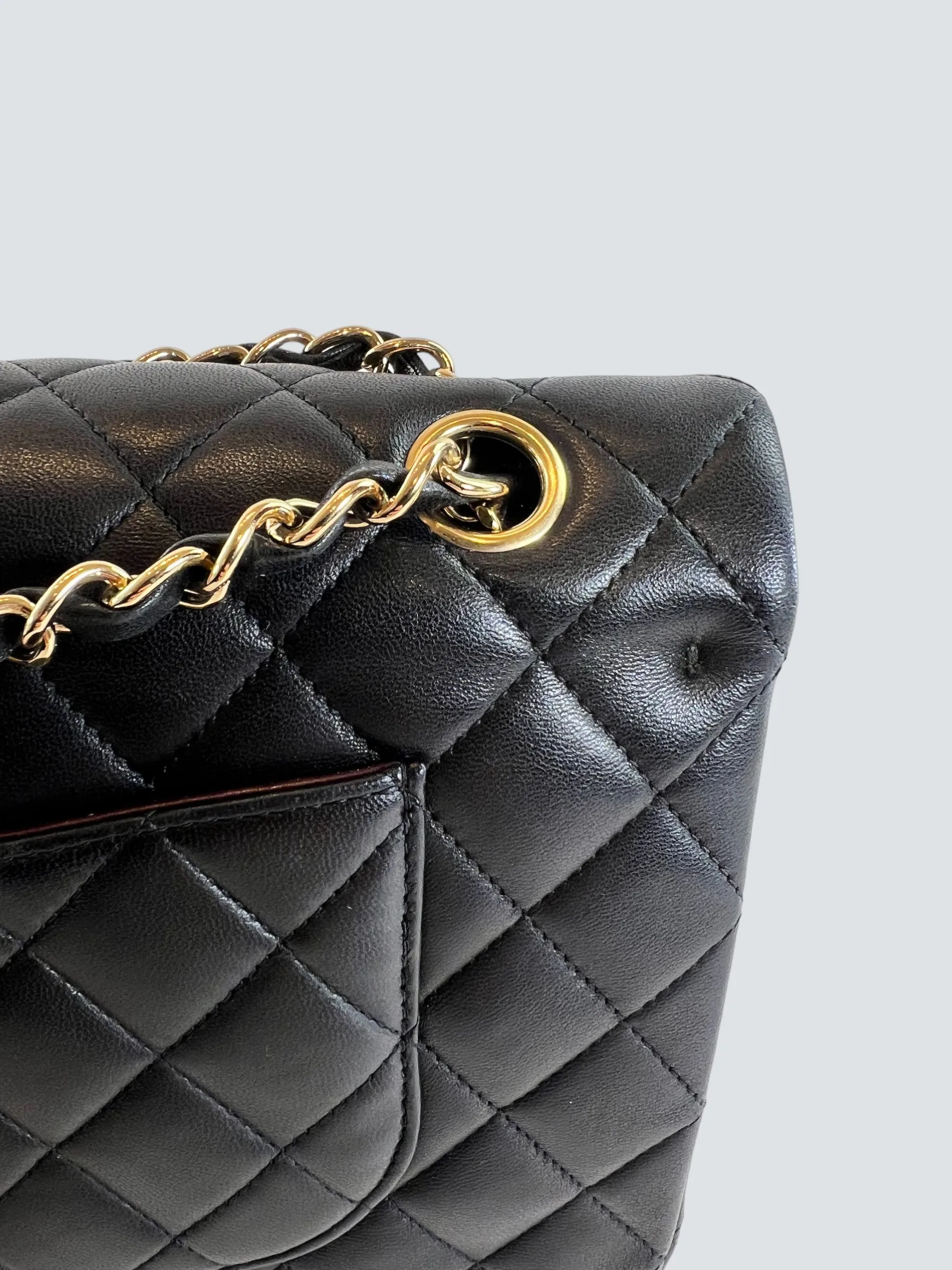 Chanel Black Lambskin Leather Medium Double Flap