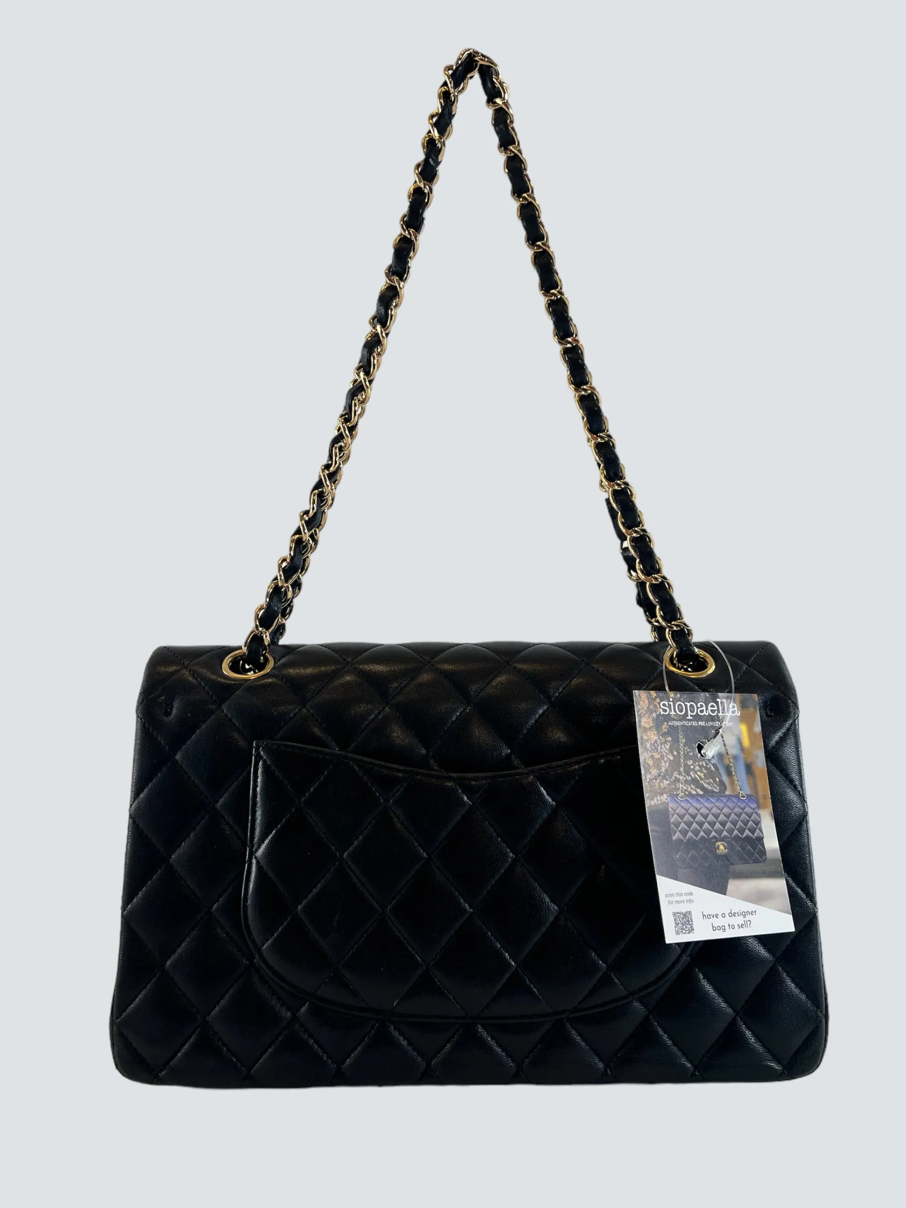 Chanel Black Lambskin Leather Medium Double Flap