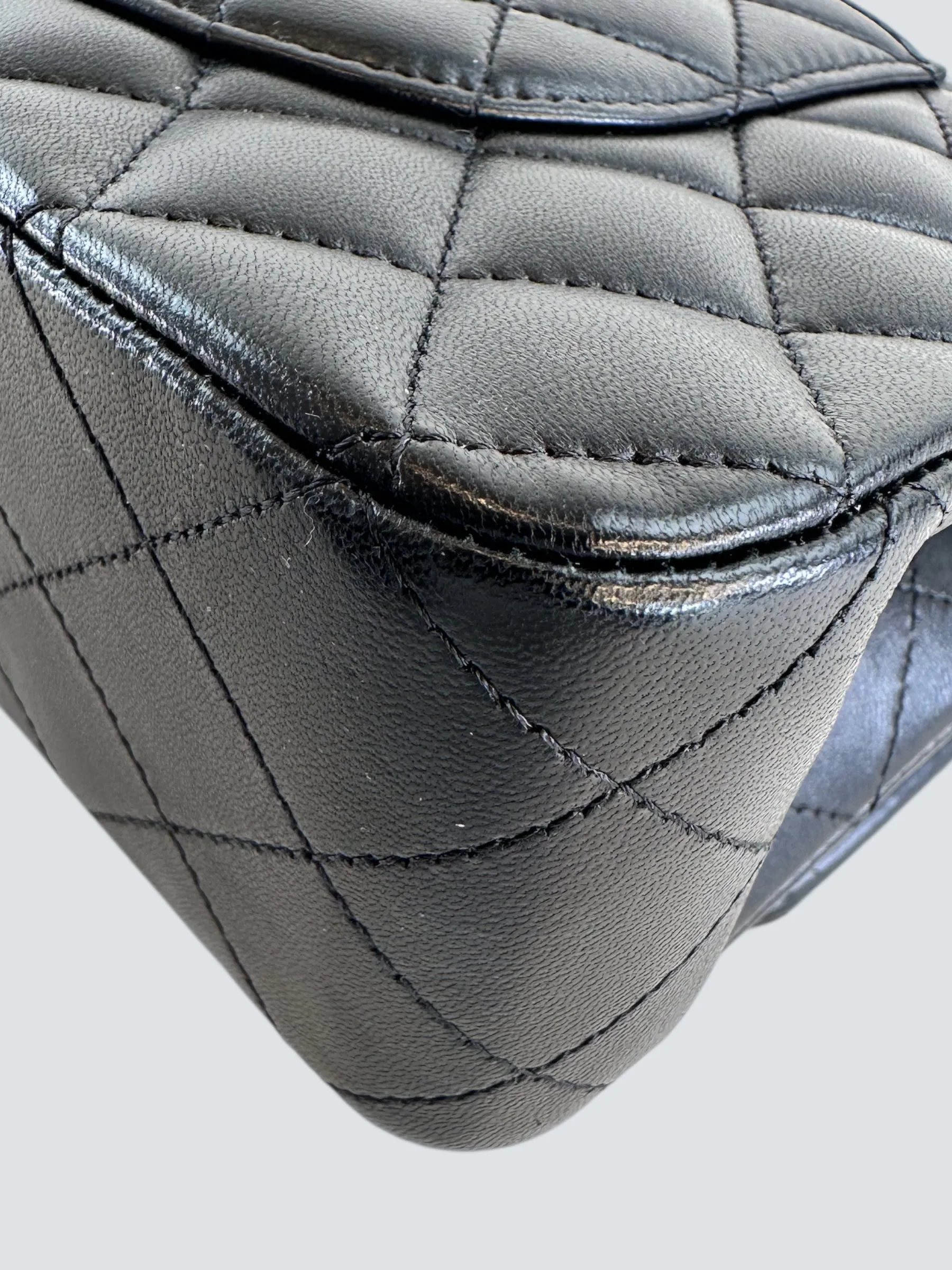 Chanel Black Lambskin Leather Medium Double Flap