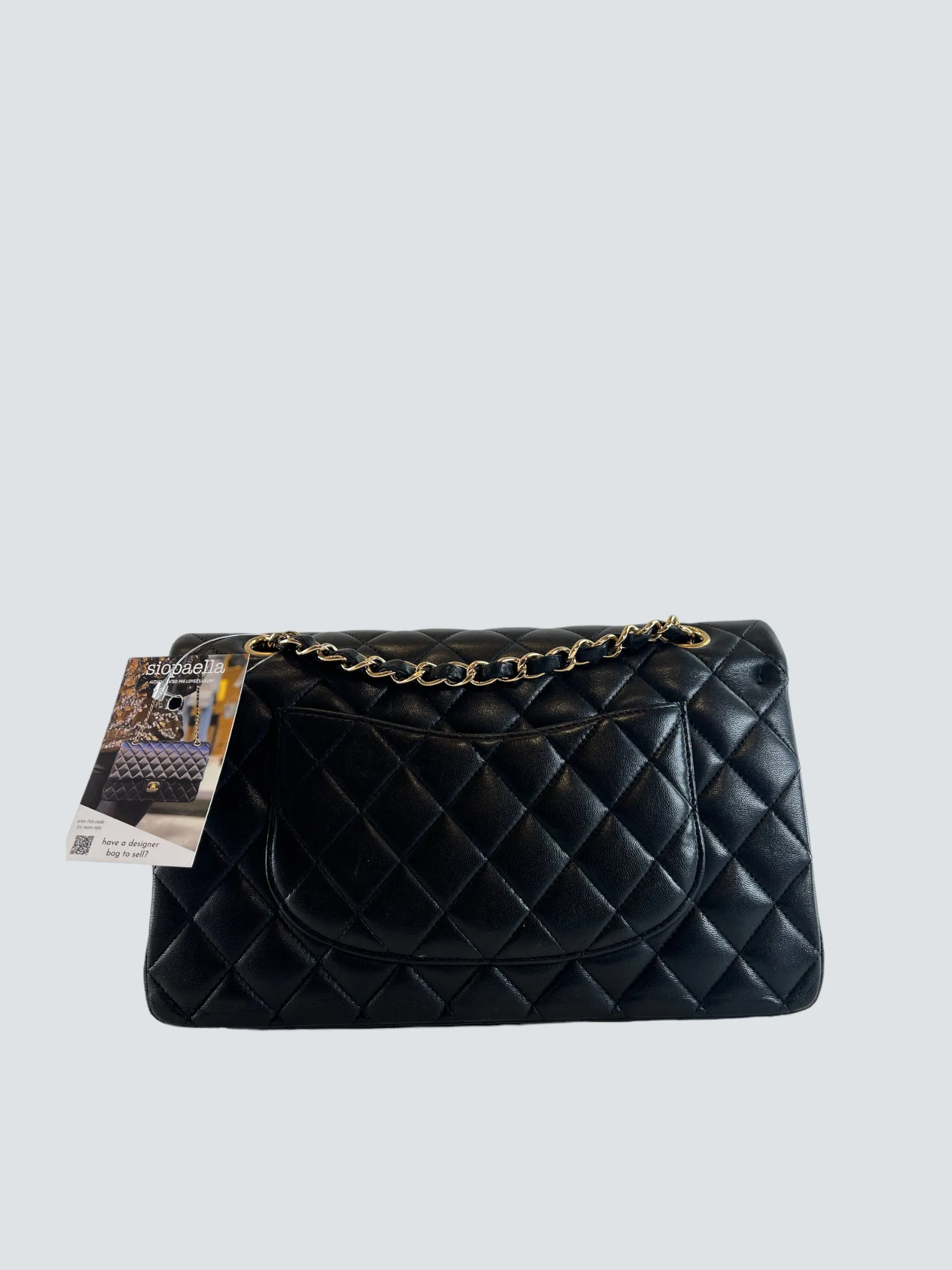 Chanel Black Lambskin Leather Medium Double Flap