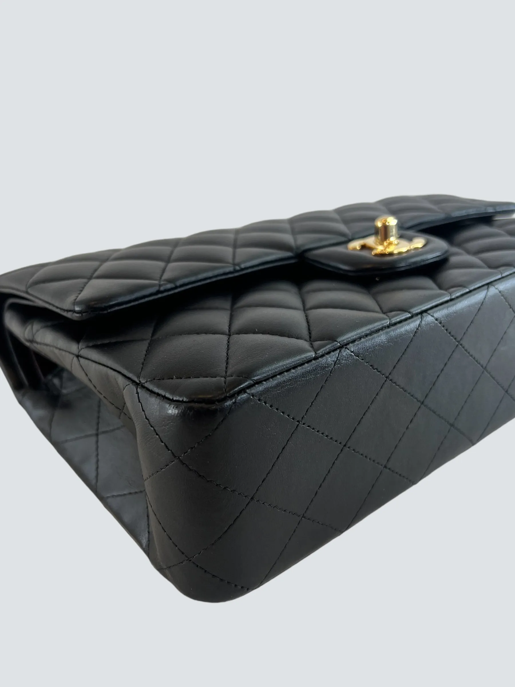 Chanel Black Lambskin Leather Medium Double Flap