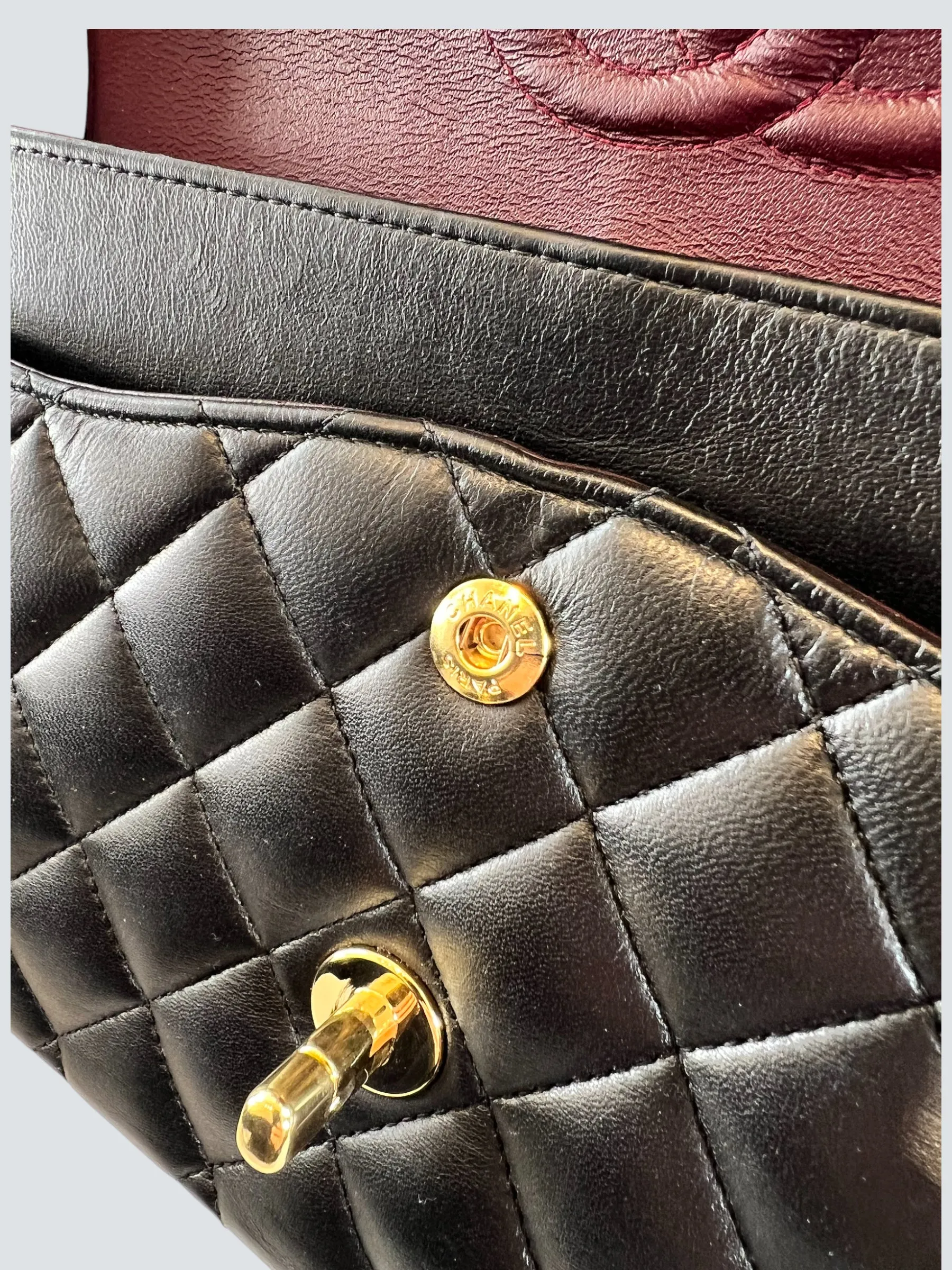 Chanel Black Lambskin Leather Medium Double Flap