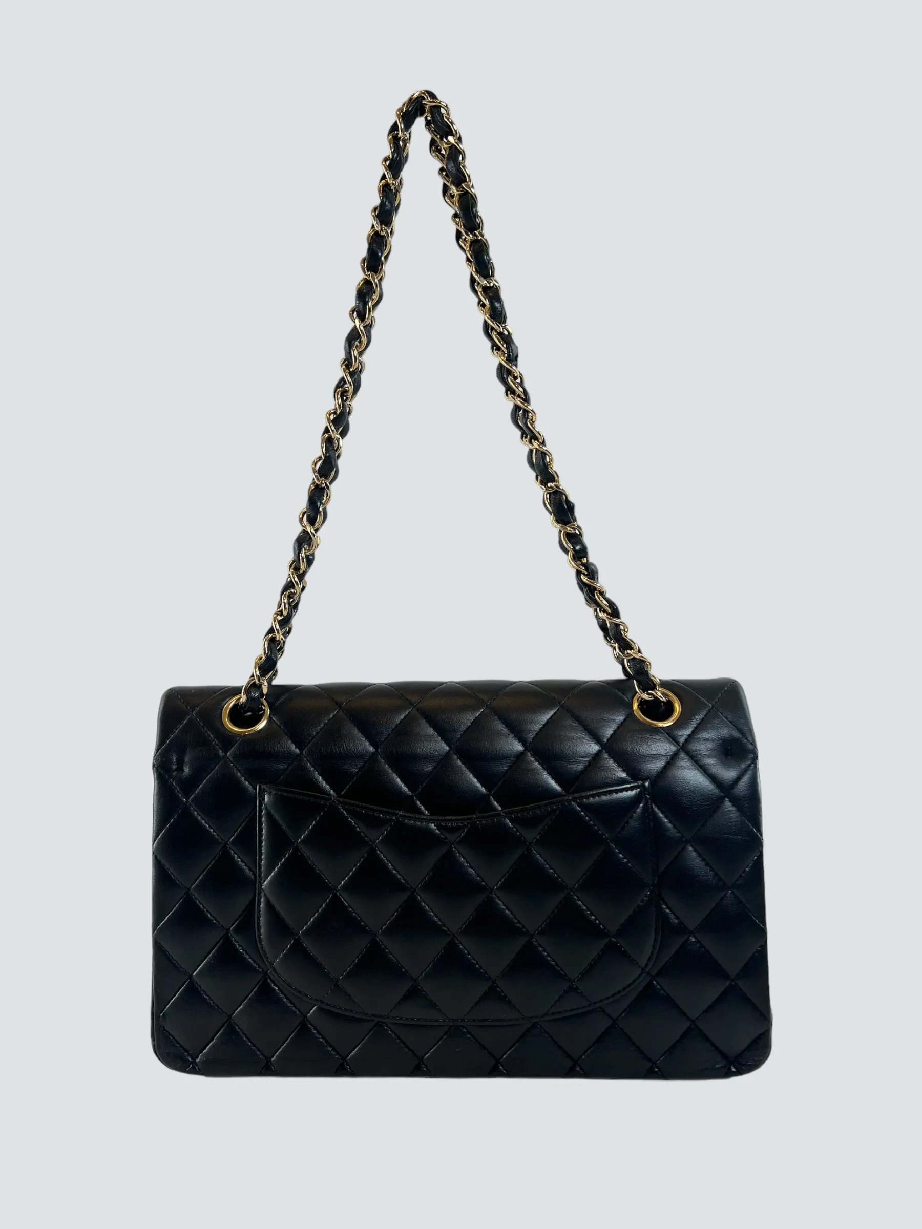 Chanel Black Lambskin Leather Medium Double Flap