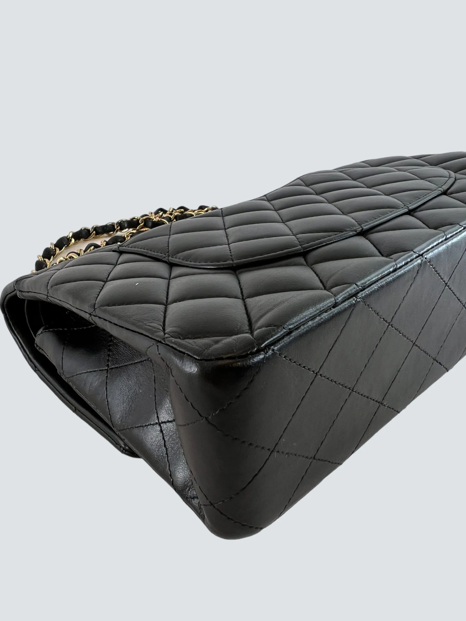 Chanel Black Lambskin Leather Medium Double Flap