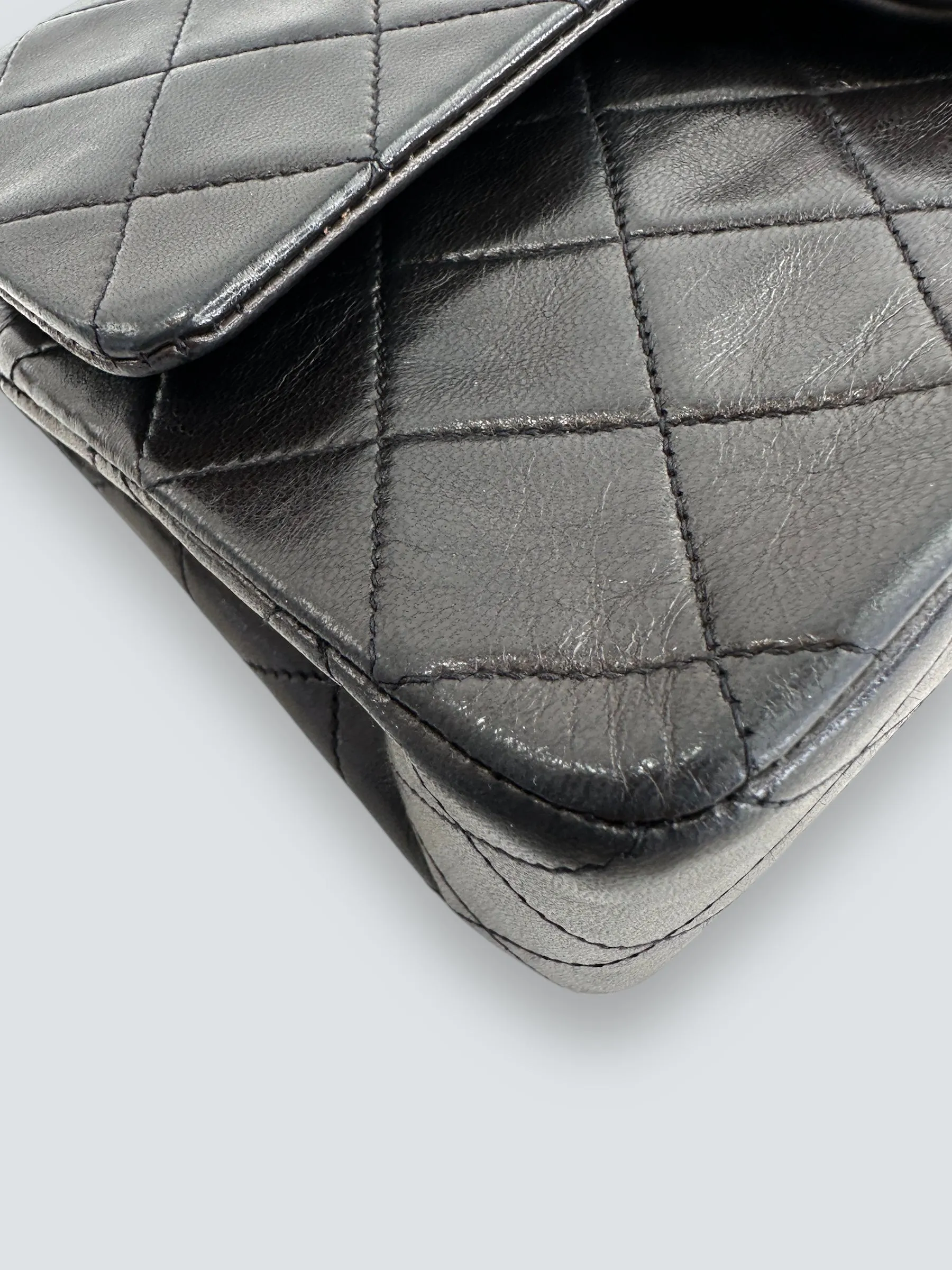 Chanel Black Lambskin Leather Medium Double Flap