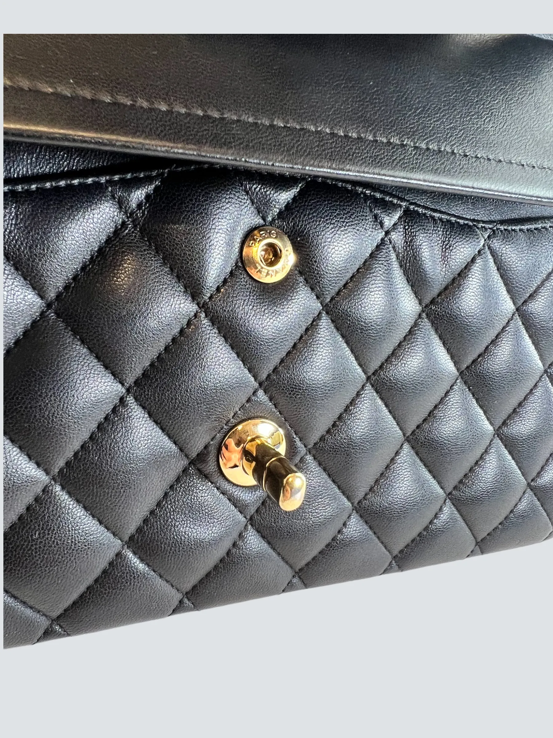 Chanel Black Lambskin Leather Medium Double Flap