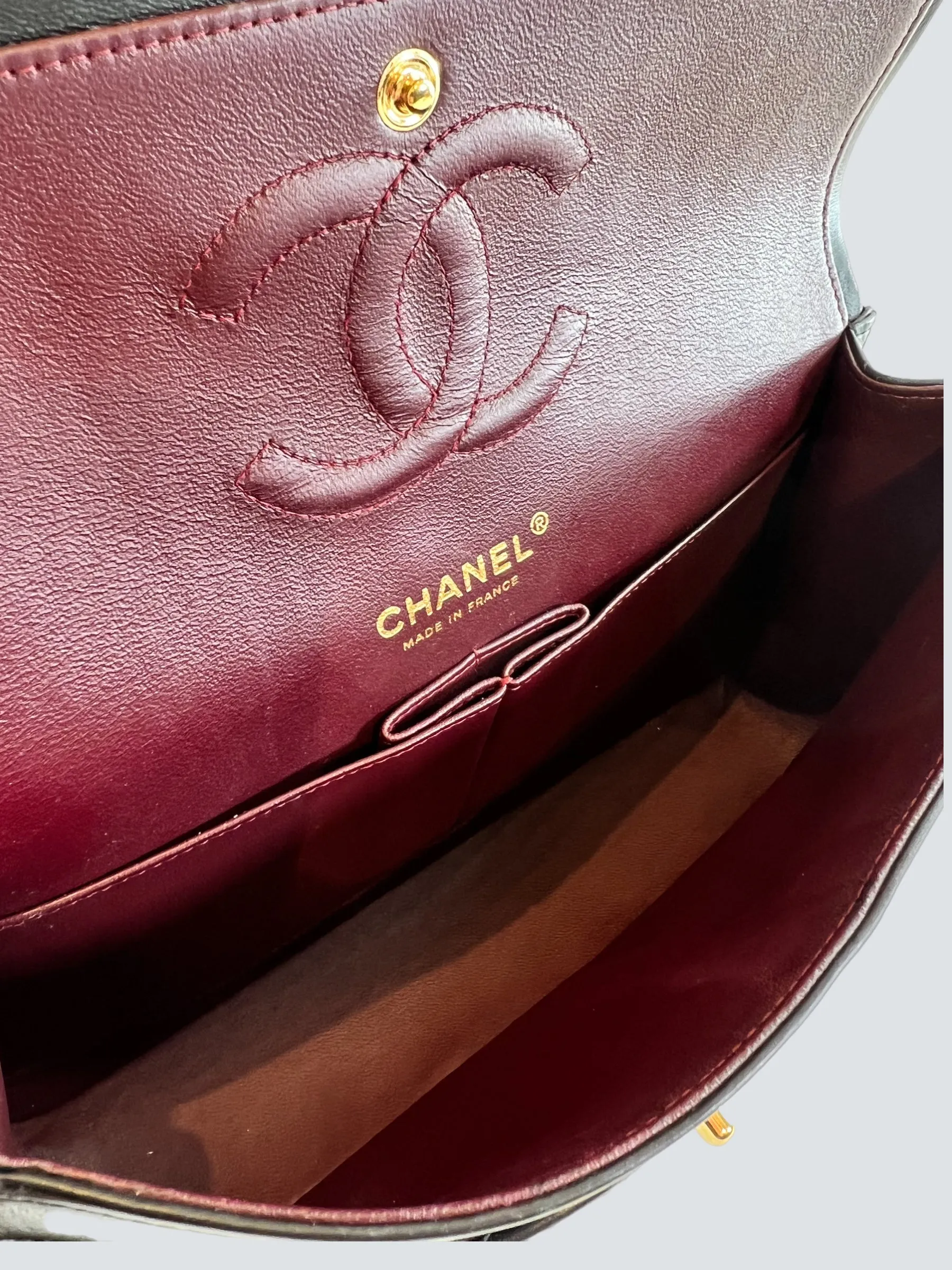 Chanel Black Lambskin Leather Medium Double Flap