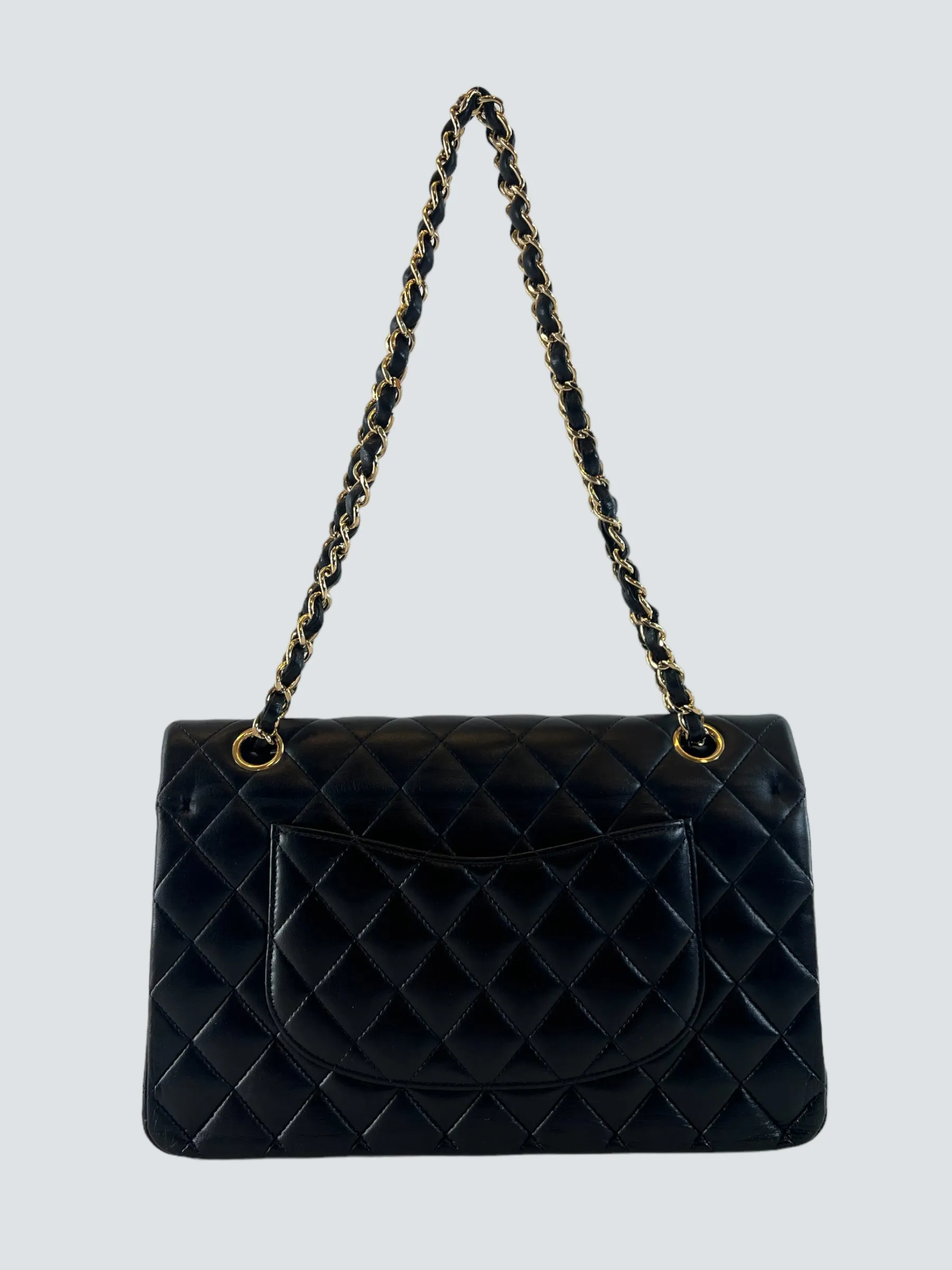 Chanel Black Lambskin Leather Medium Double Flap