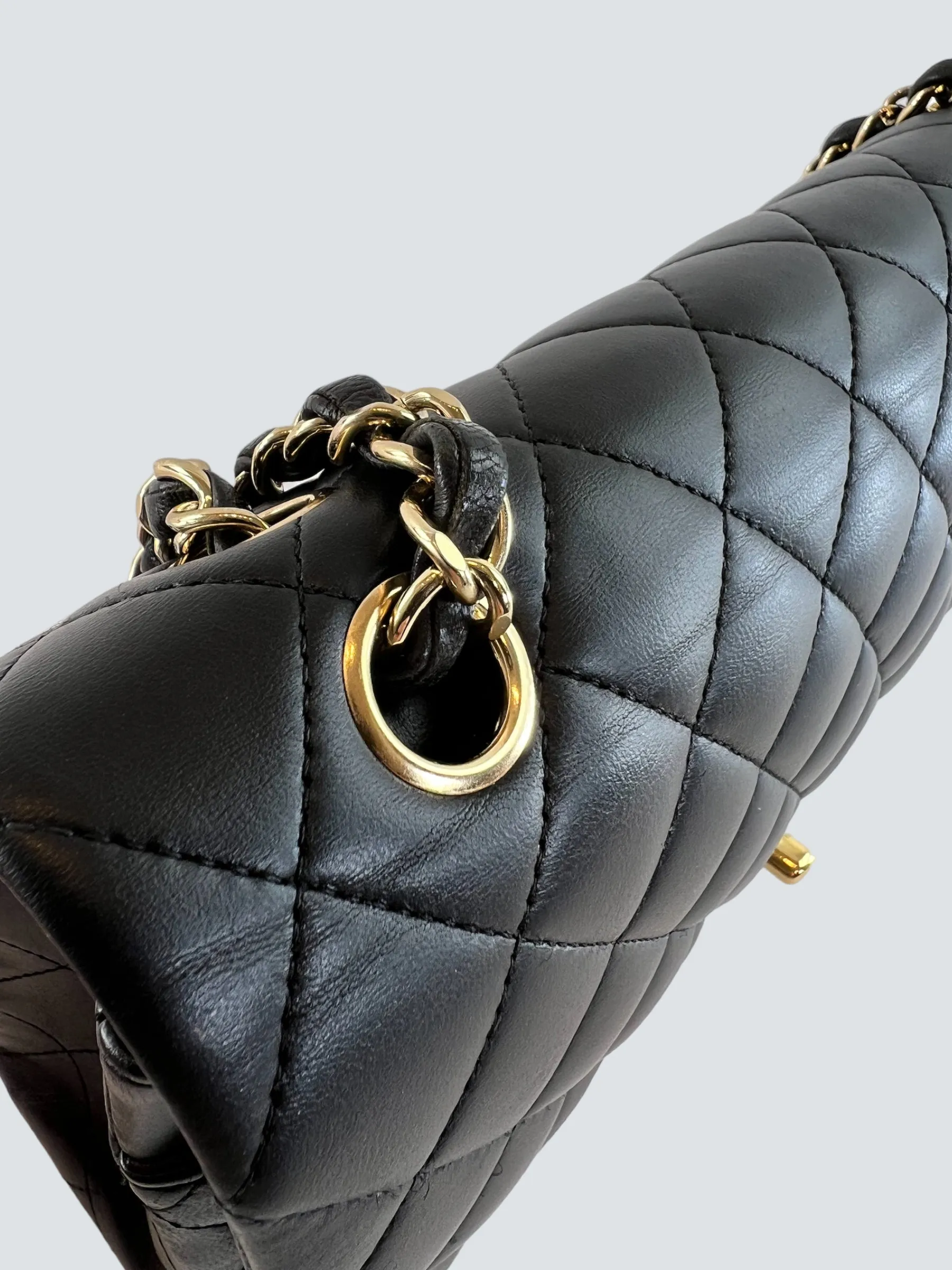 Chanel Black Lambskin Leather Medium Double Flap