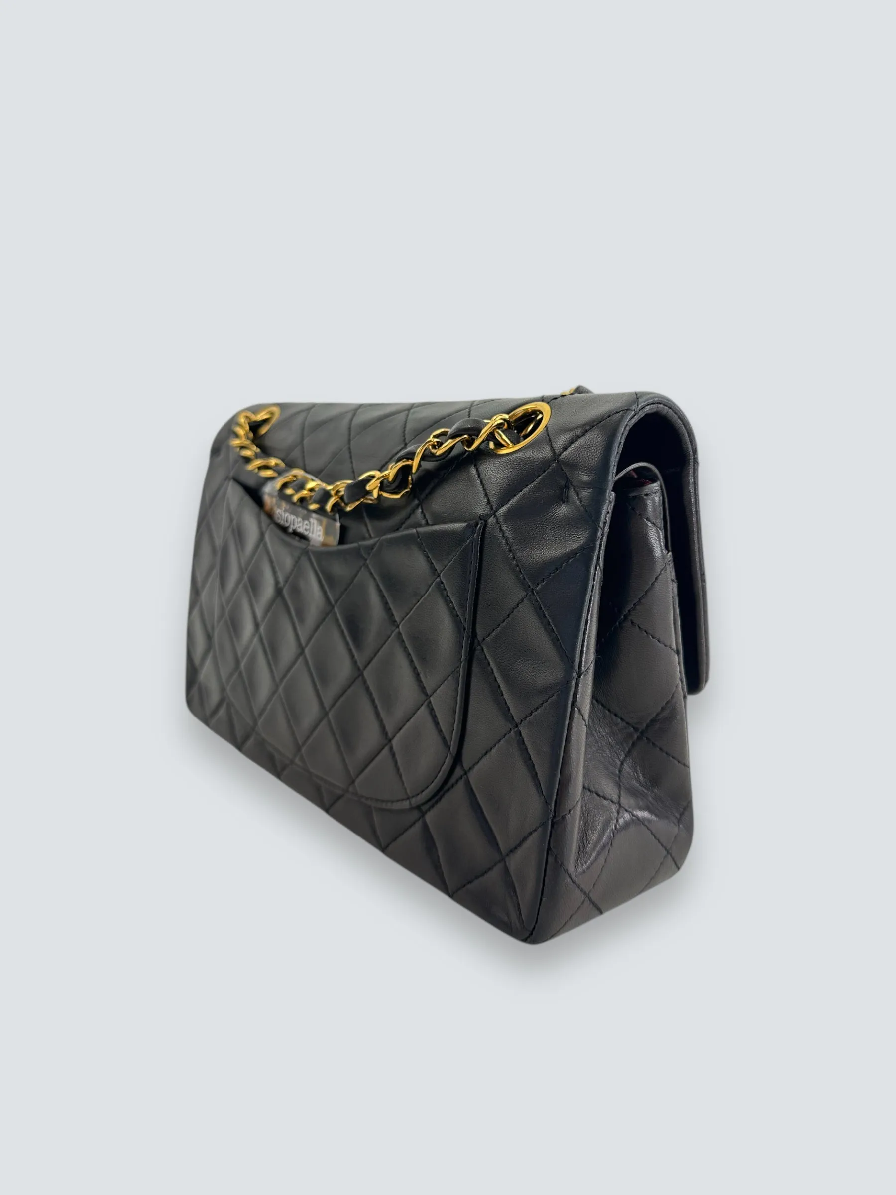 Chanel Black Lambskin Leather Medium Double Flap