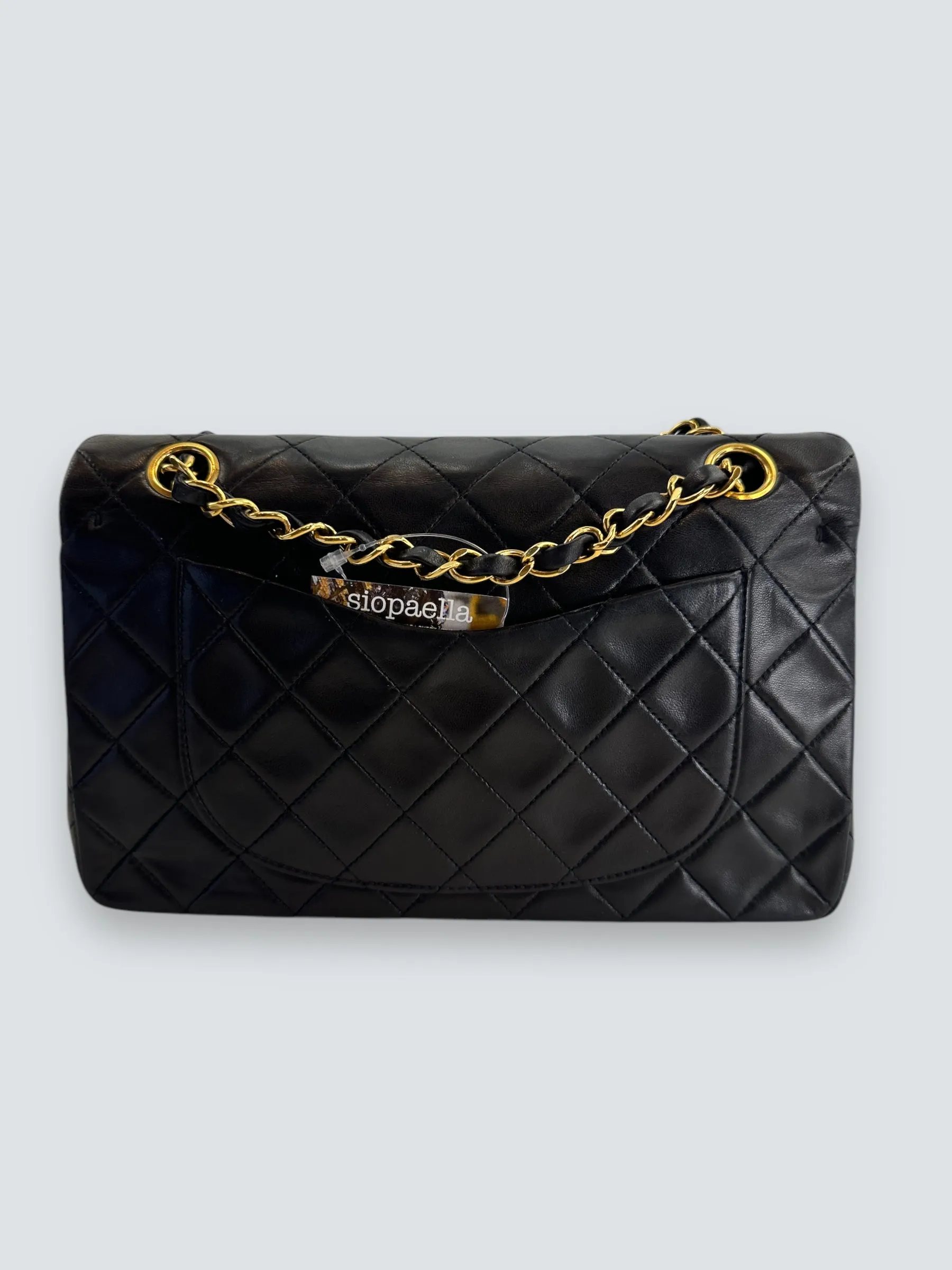 Chanel Black Lambskin Leather Medium Double Flap