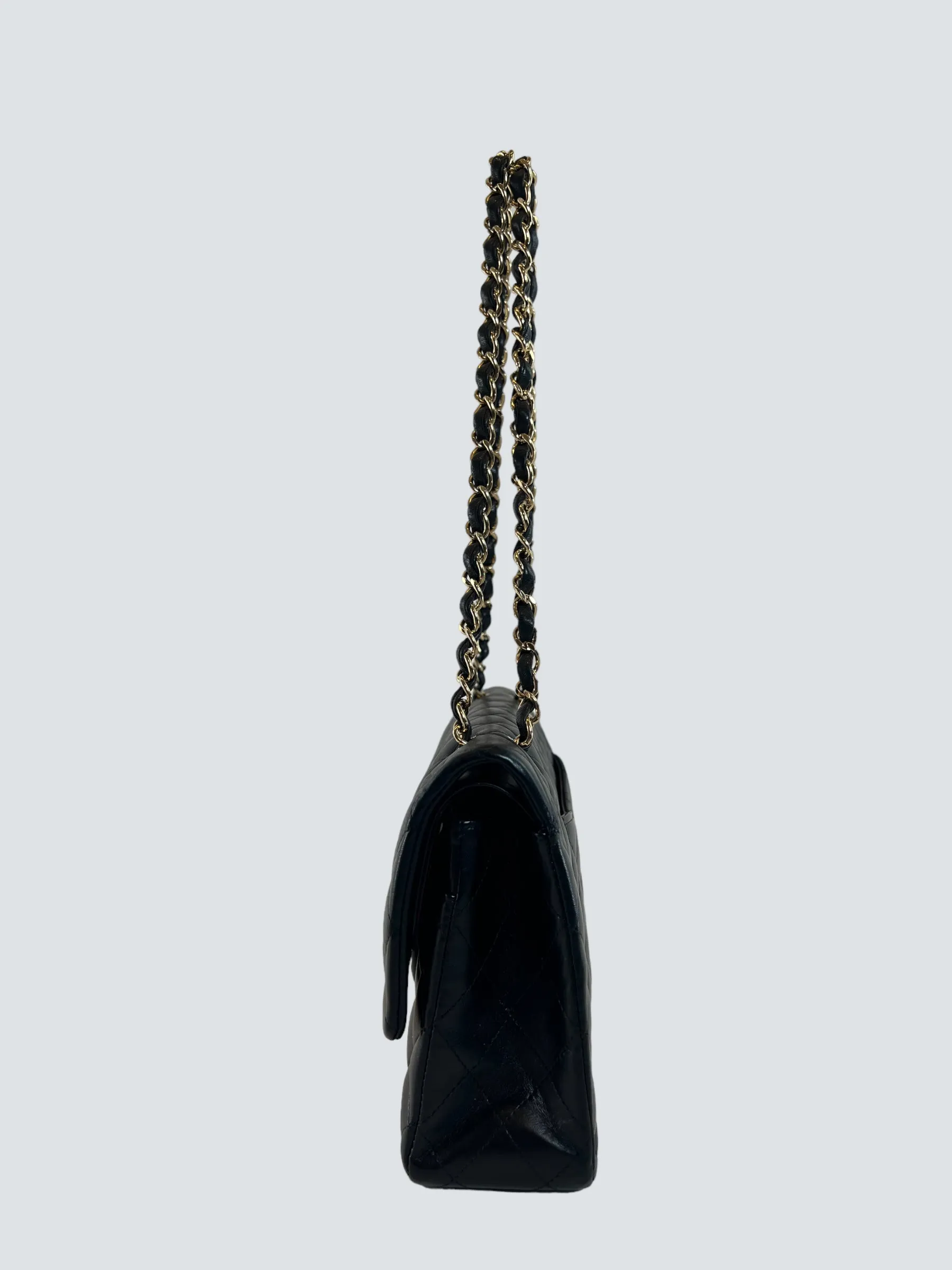 Chanel Black Lambskin Leather Medium Double Flap