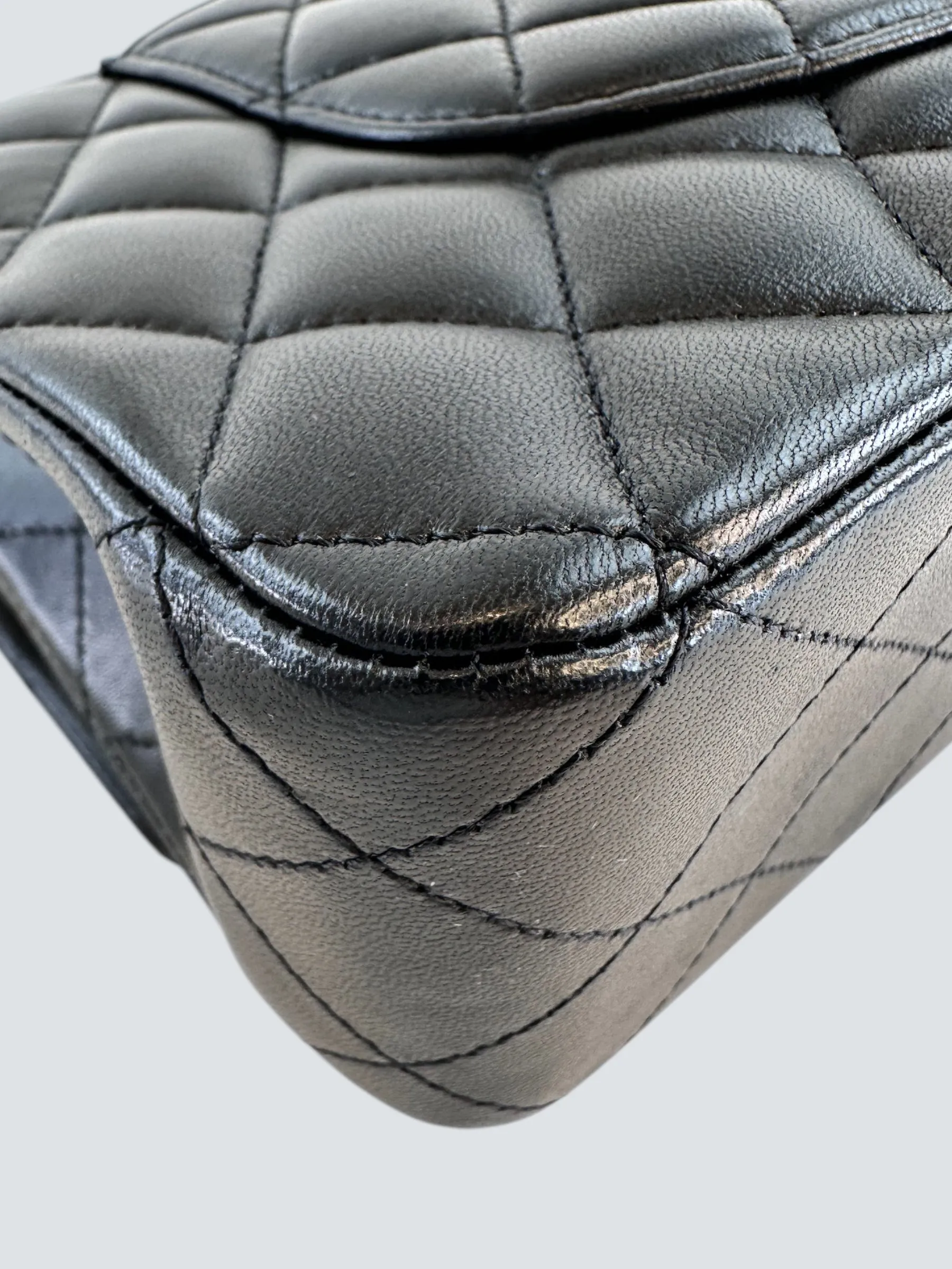 Chanel Black Lambskin Leather Medium Double Flap