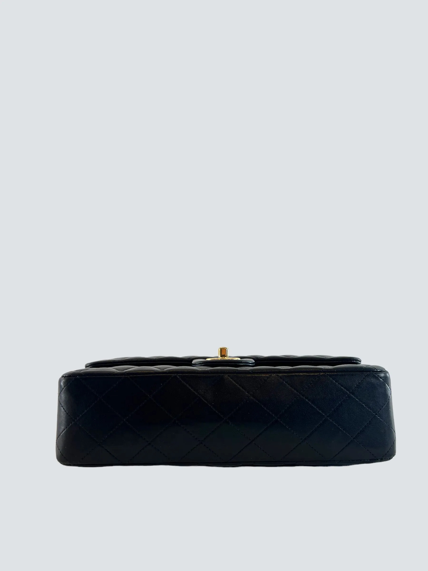Chanel Black Lambskin Leather Medium Double Flap