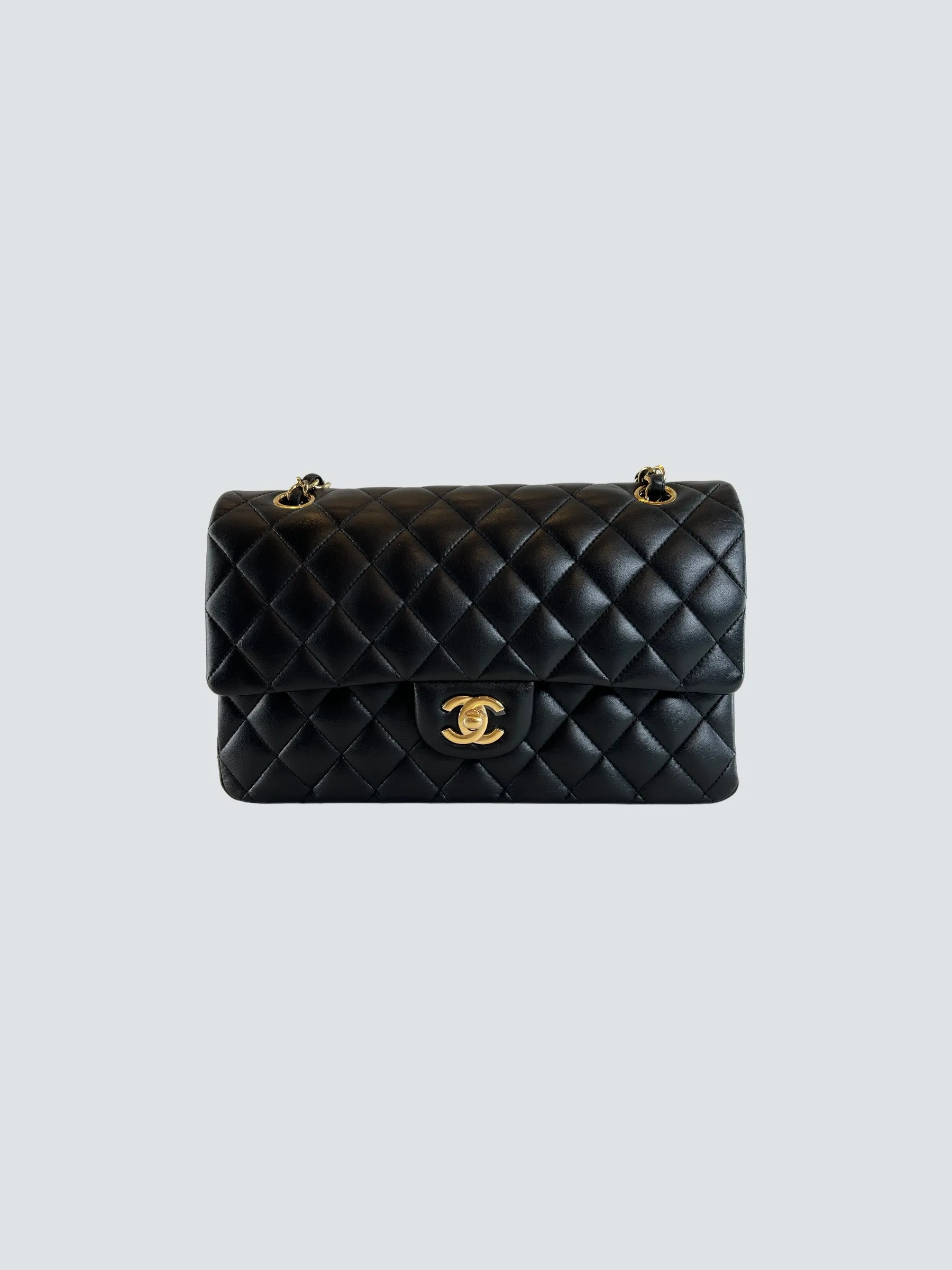 Chanel Black Lambskin Leather Medium Double Flap
